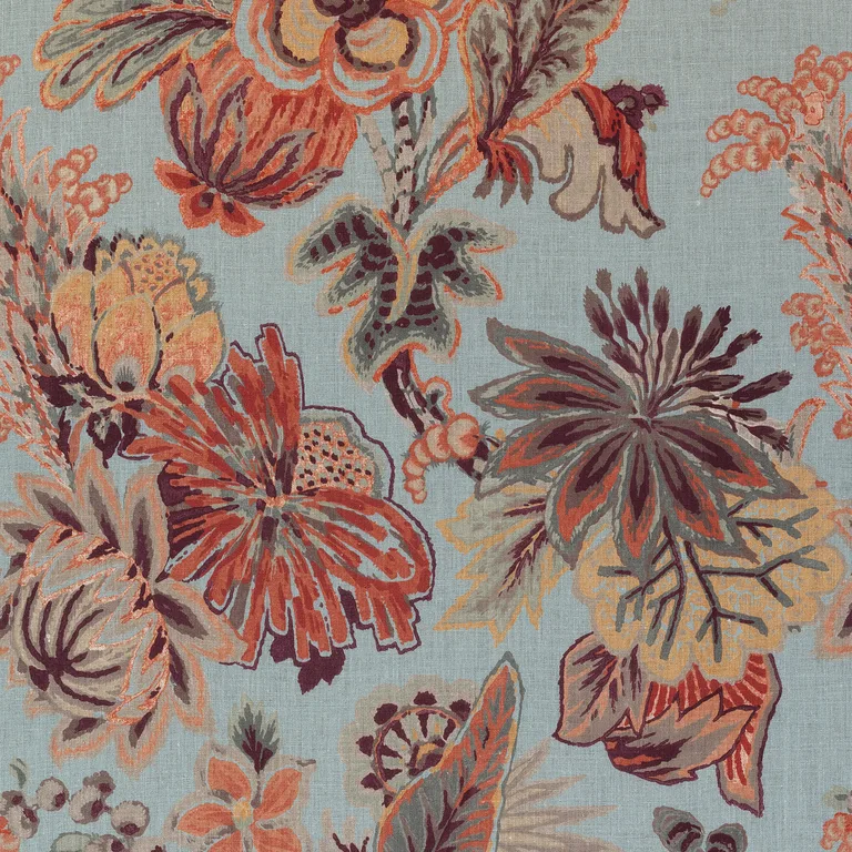 Thibaut Floral Gala in Blue and Cinnamon (F910215)