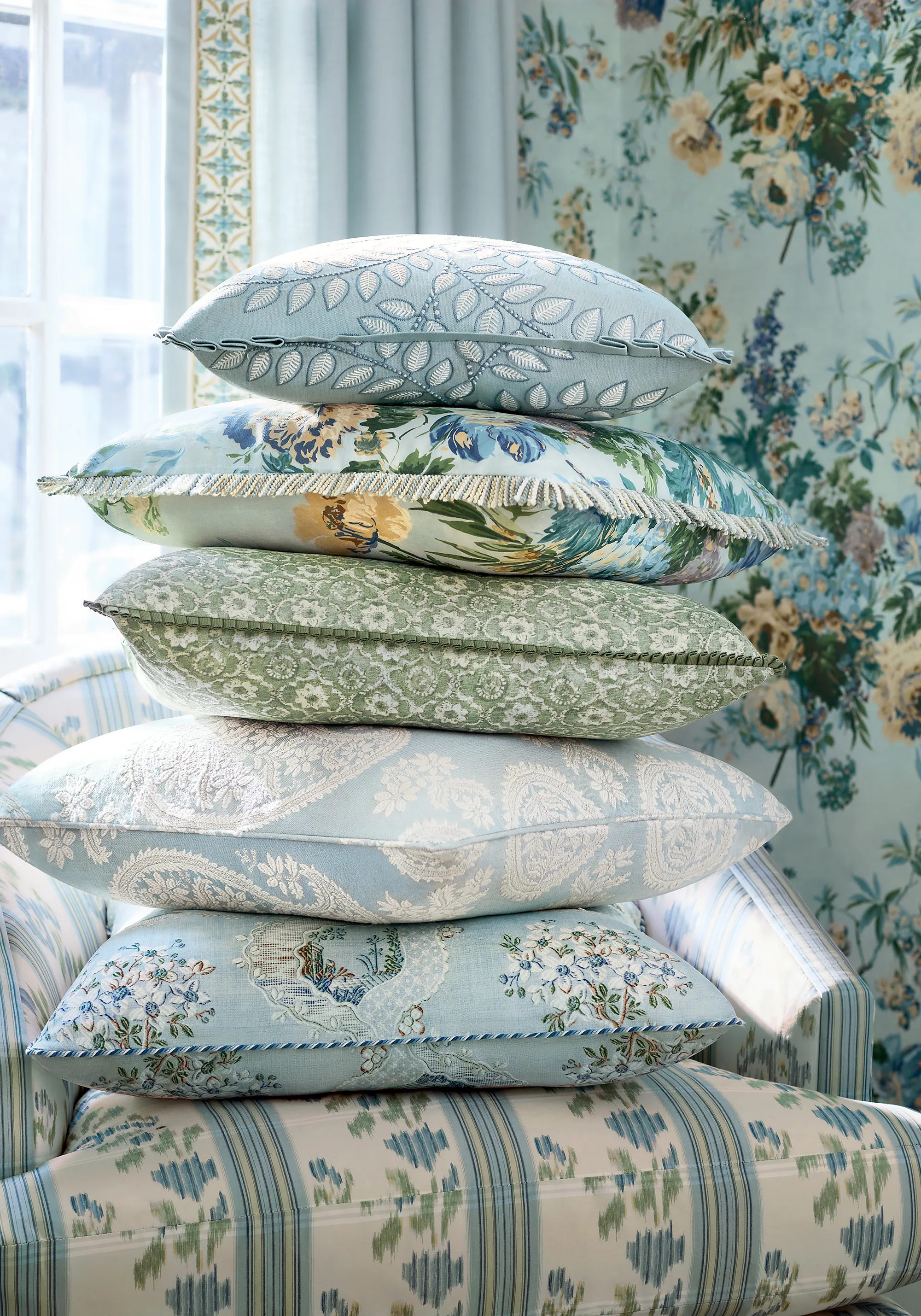 Anna French Frondescence Embroidery in Robin's Egg (AW16102)