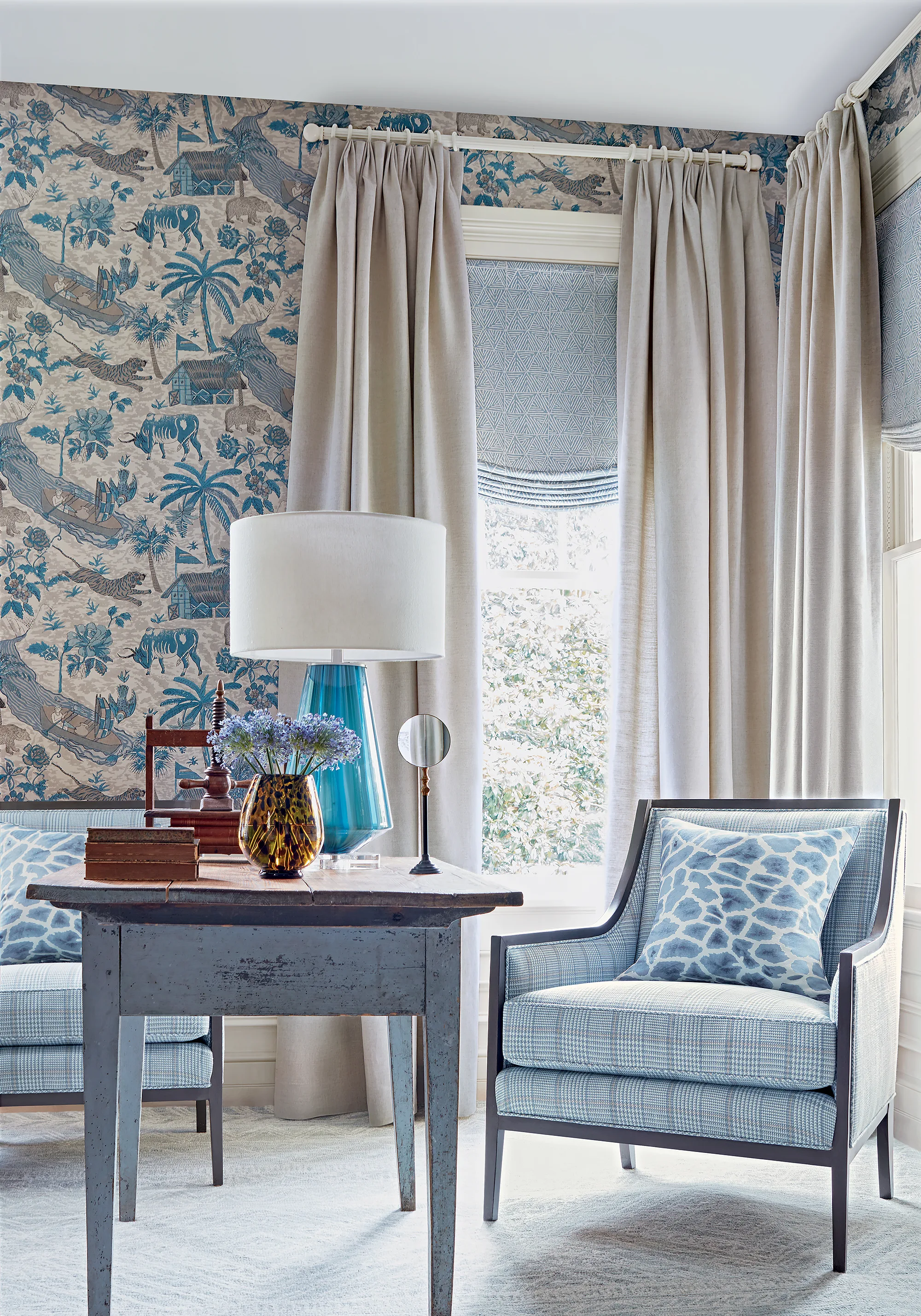 Thibaut Grassmarket Check in Slate Blue (W710203)