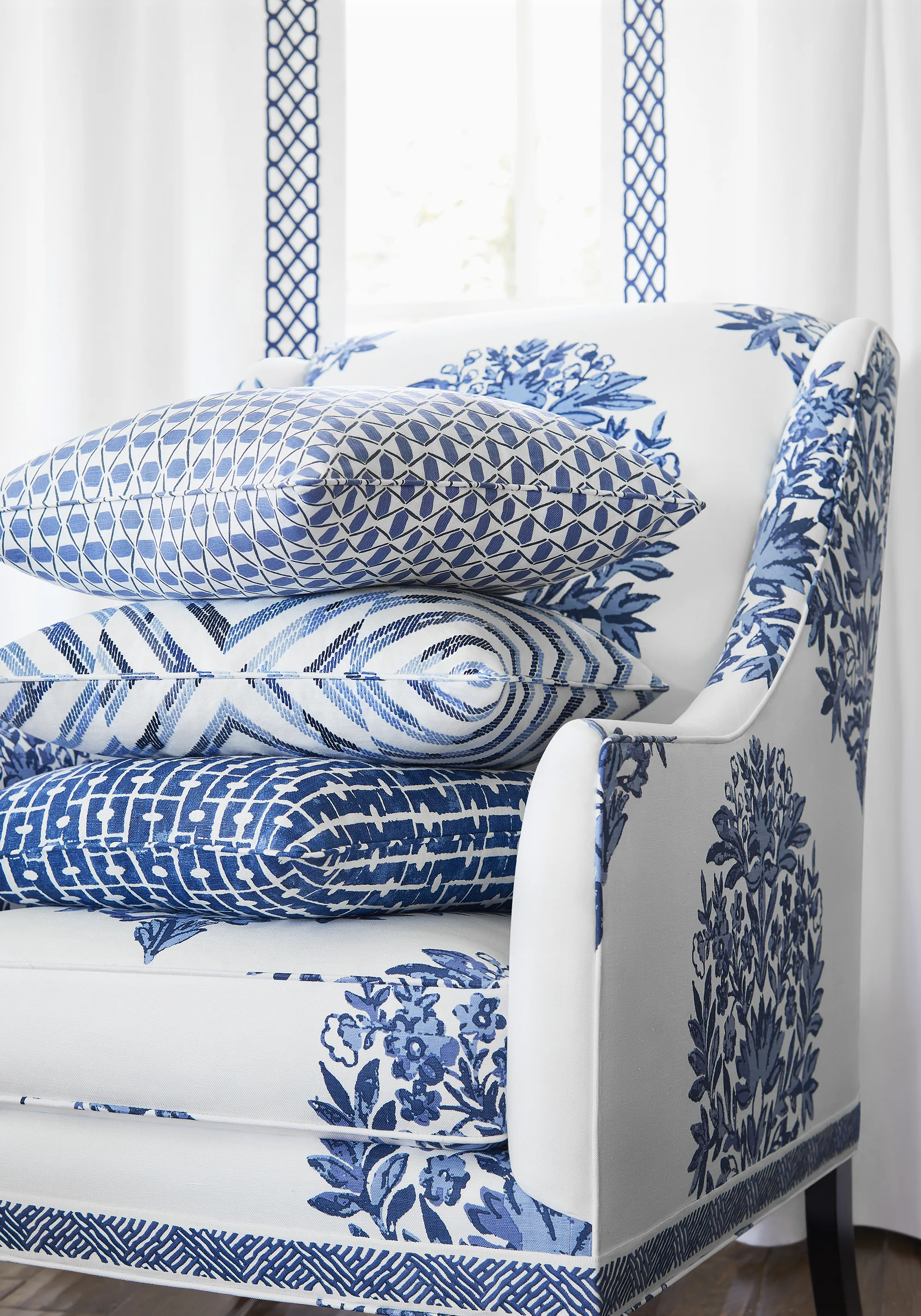 Thibaut Hamilton Embroidery in Blue and White (W714346)