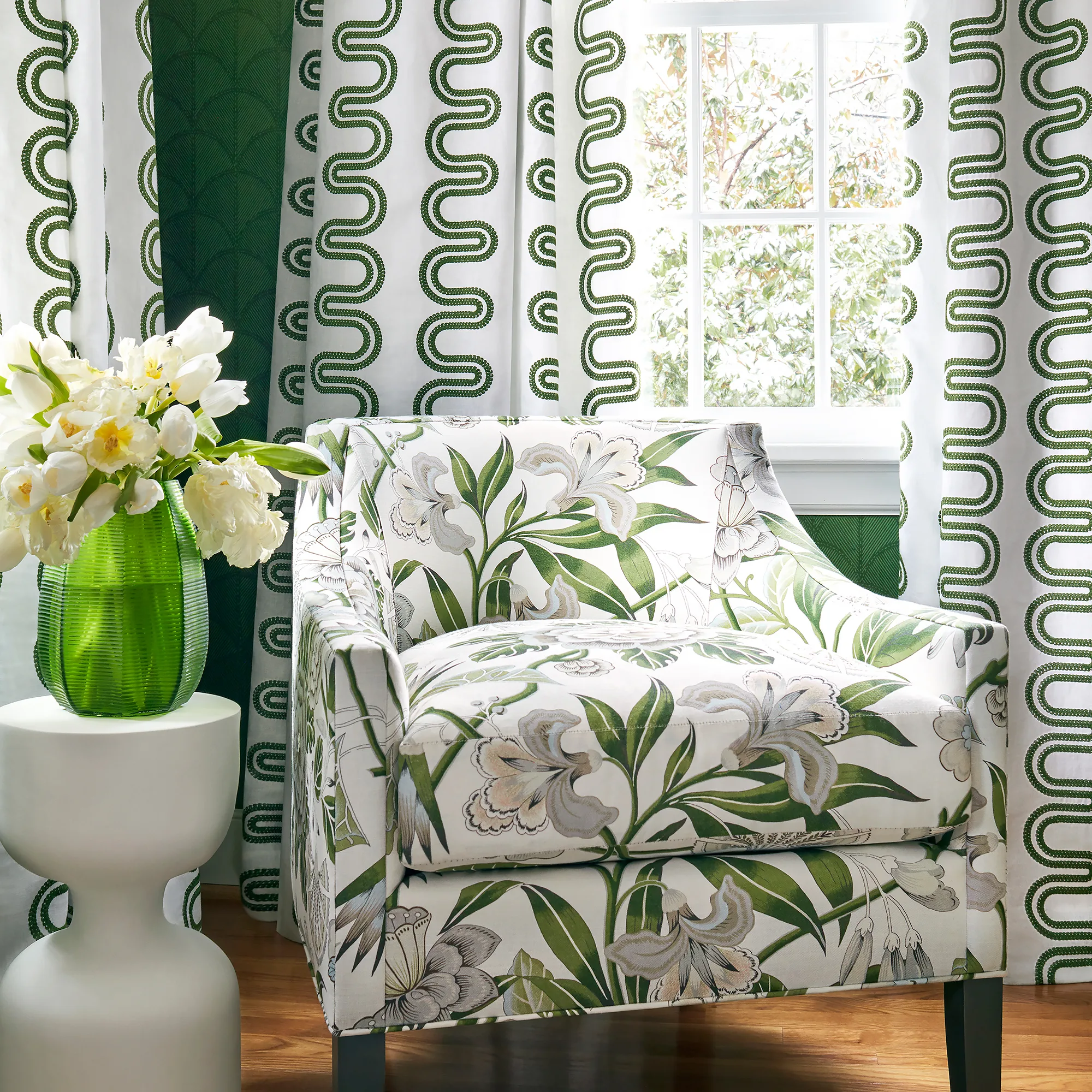 Anna French Herriot Way Embroidery in Green on White (AF9635)