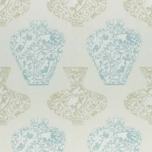 Thibaut Imari Vase in Aqua and Beige (F913122)