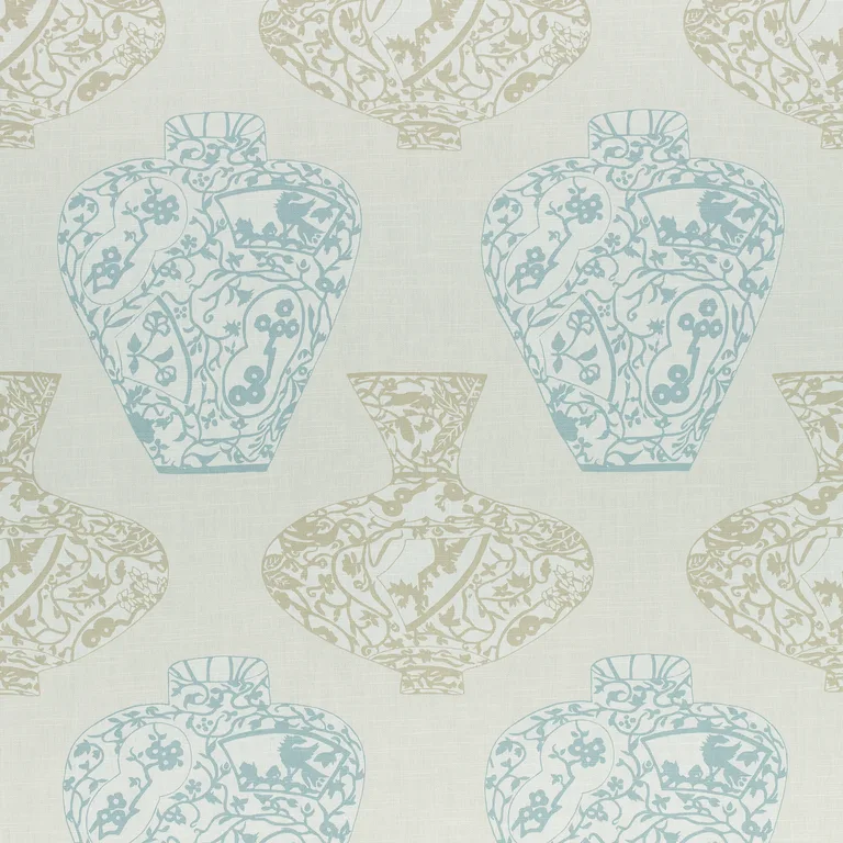 Thibaut Imari Vase in Aqua and Beige (F913122)