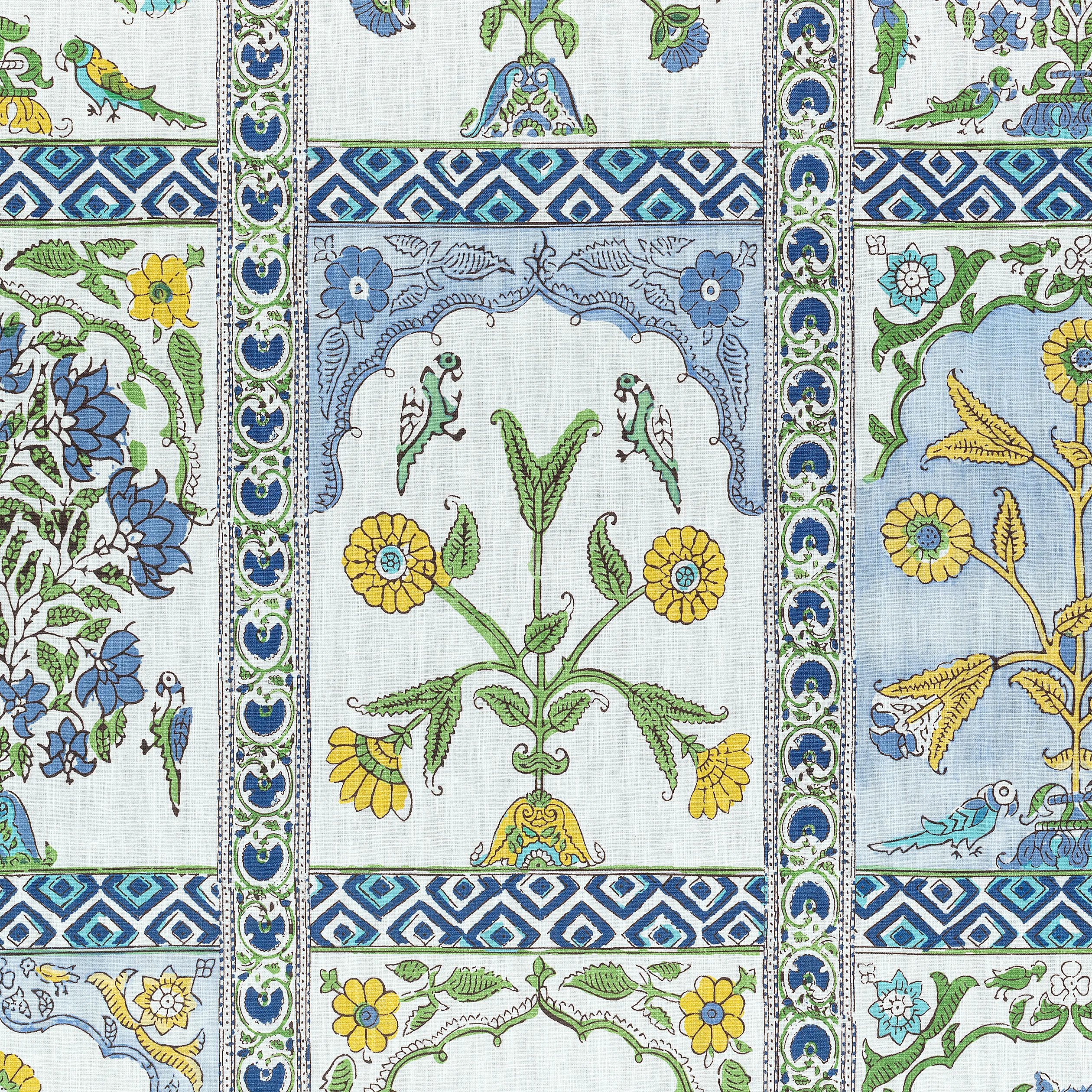 Thibaut Indian Panel in Blue and Yellow (F910628)