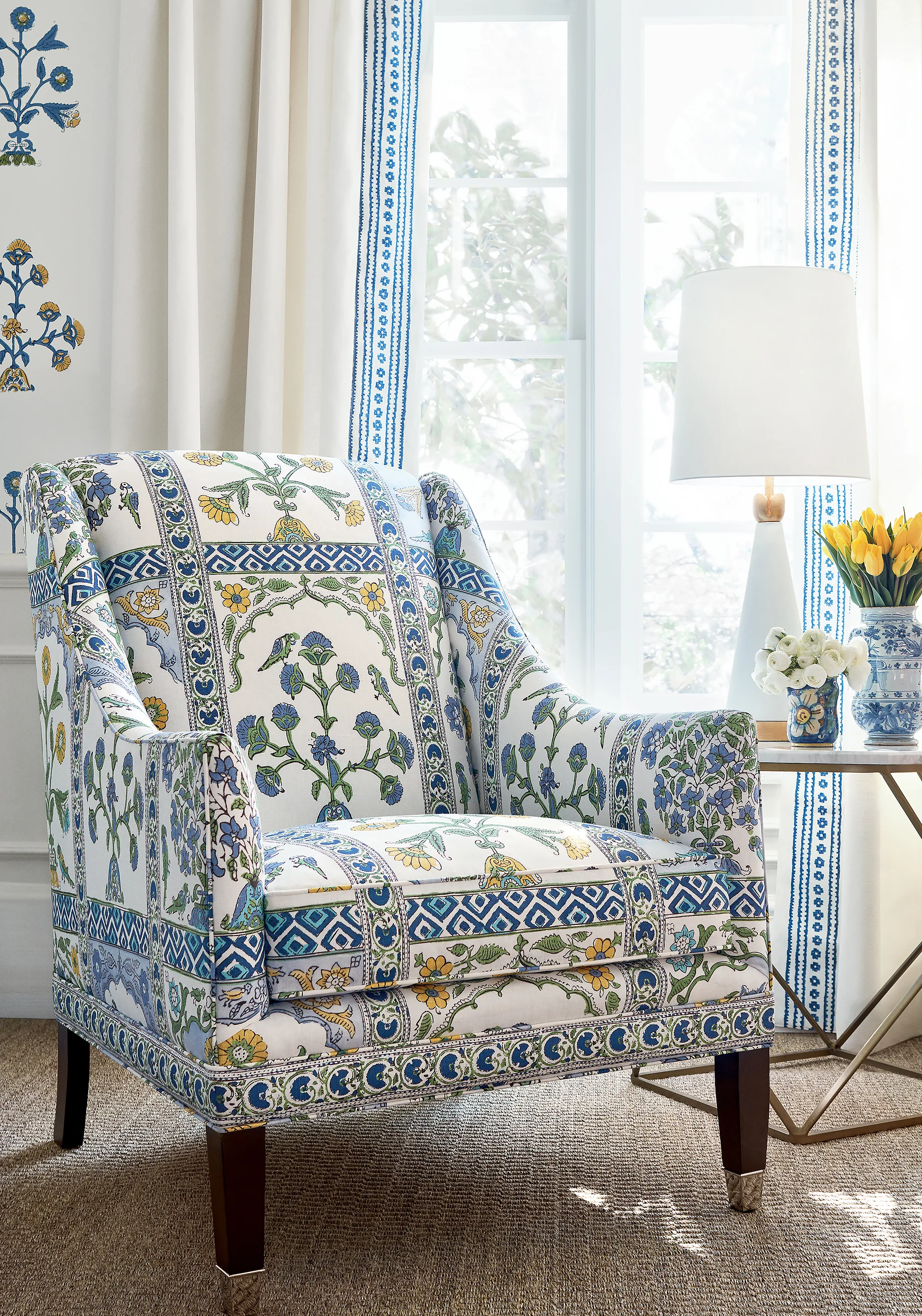 Thibaut Indian Panel in Blue and Yellow (F910628)
