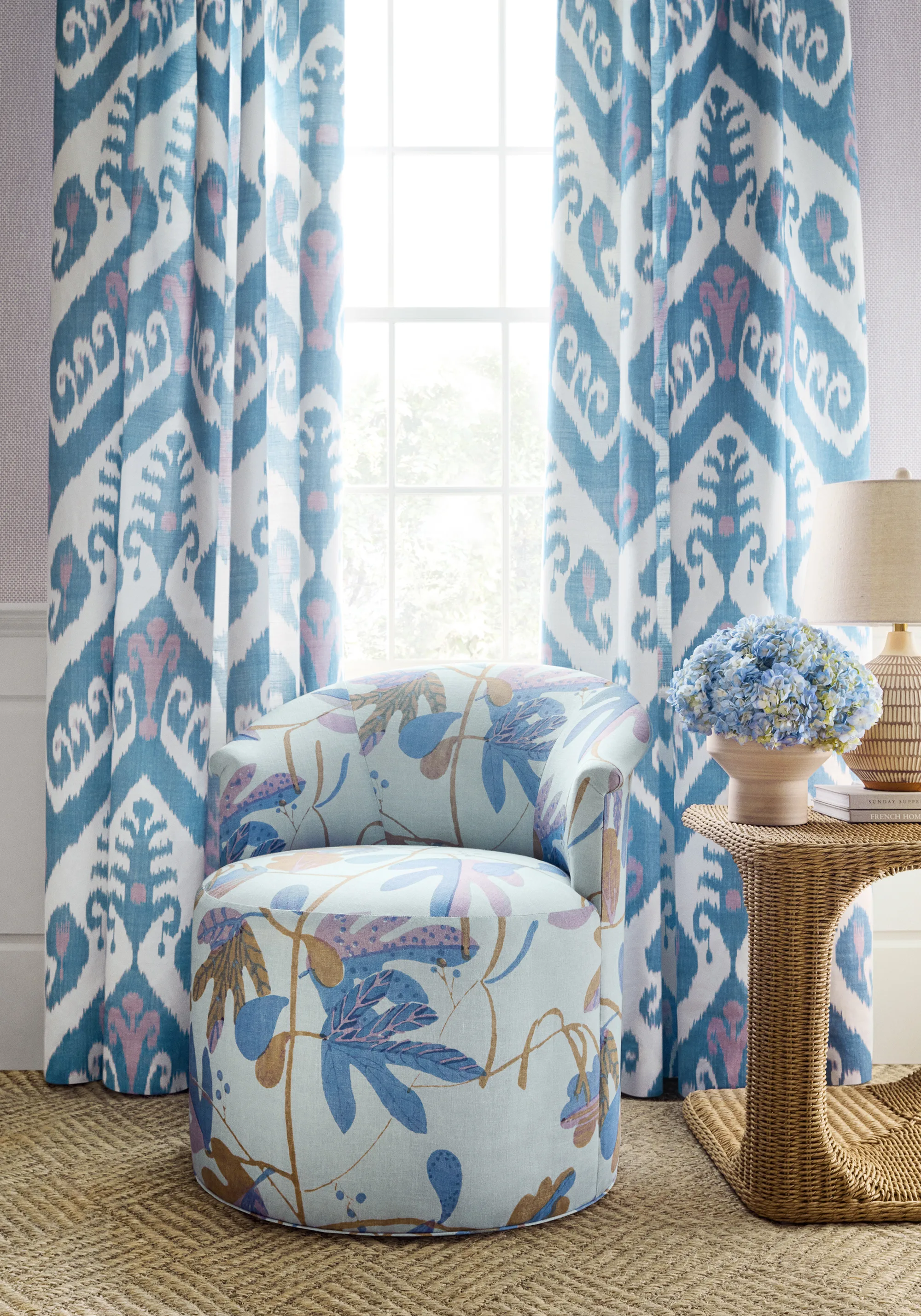 Thibaut Indies Ikat in Lavender and French Blue (F916249)