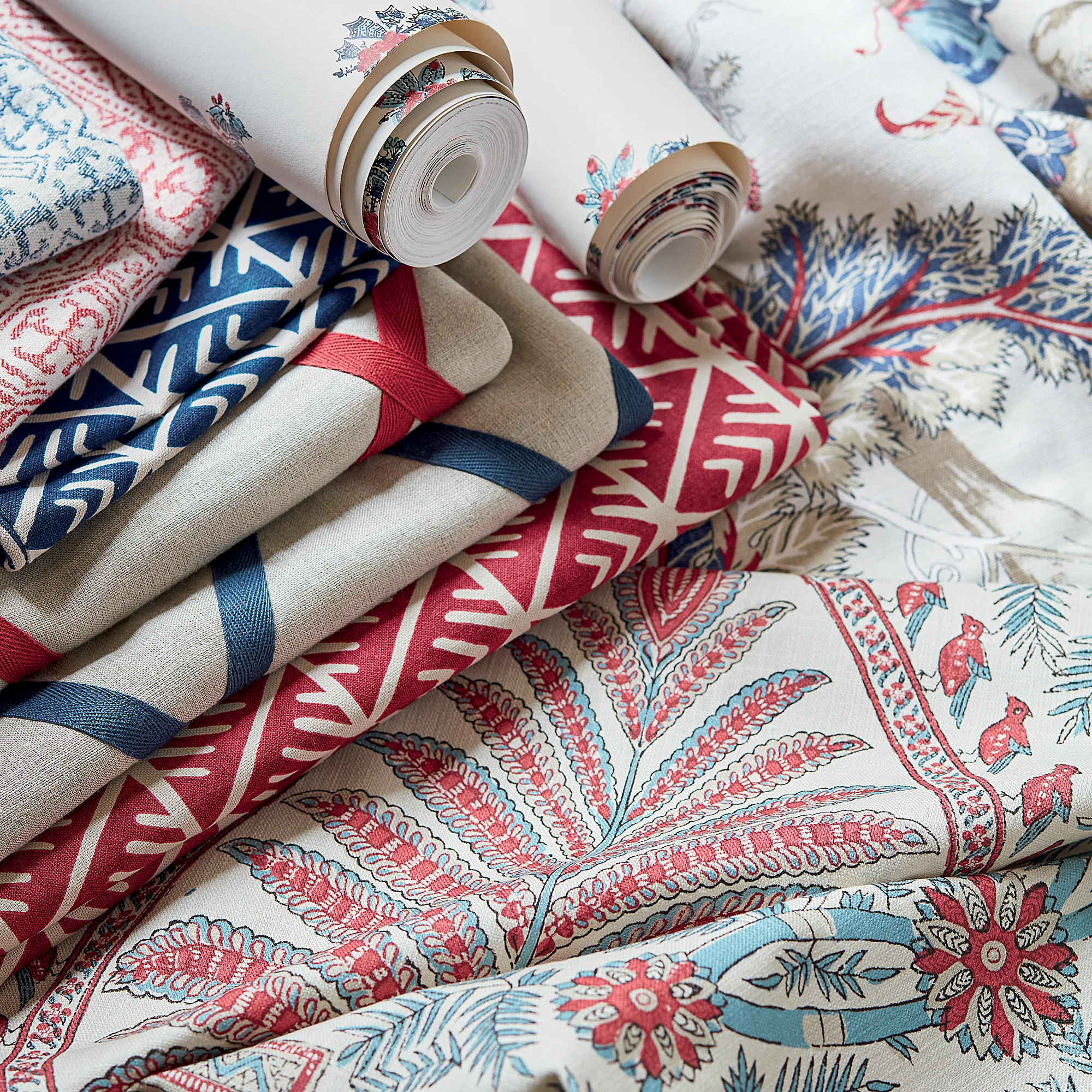 Anna French Kalamkari in Blue and Red (AF78742)