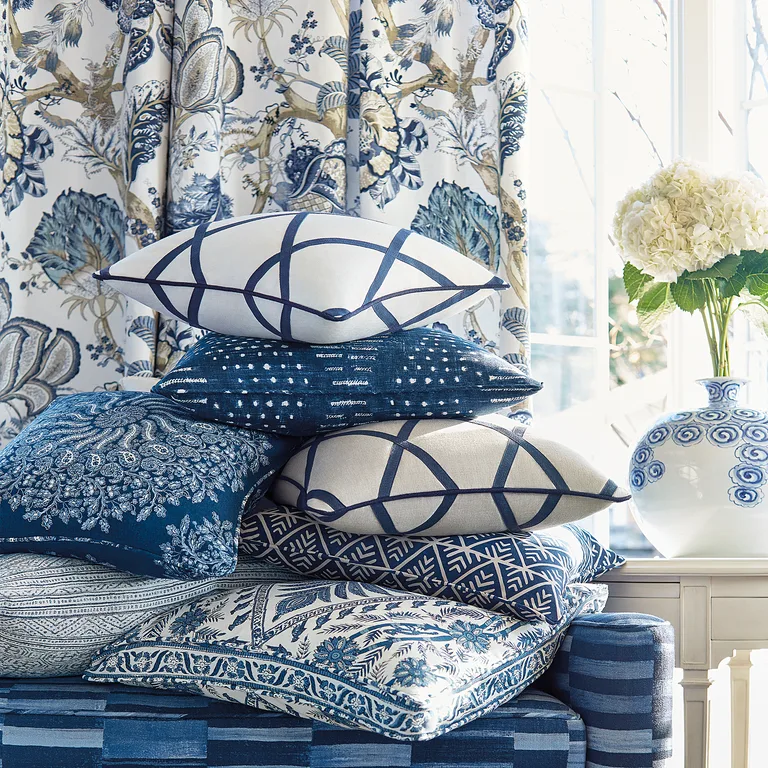 Anna French Kalamkari in Blue and White (AF78738)