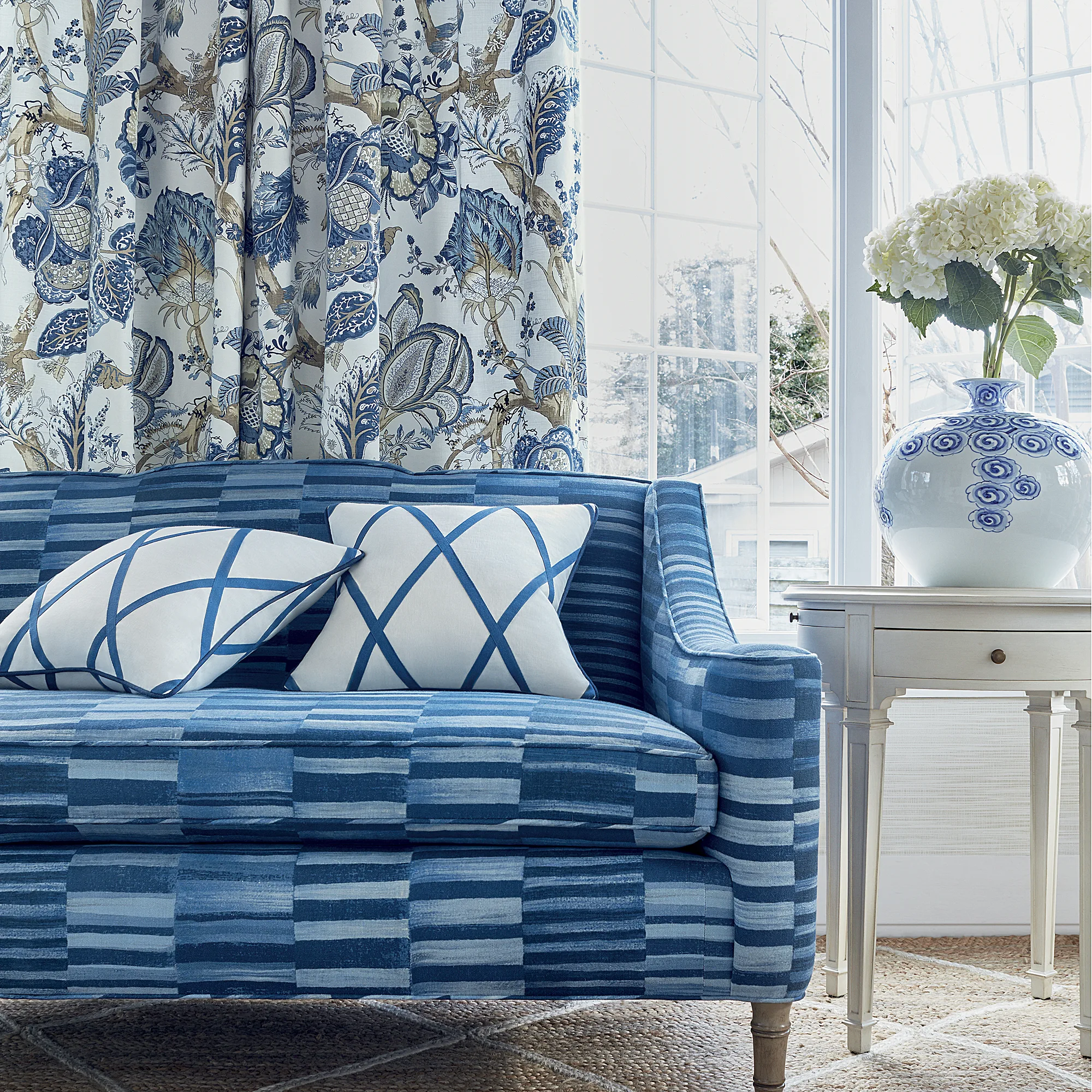 Anna French Kalamkari in Blue and White (AF78738)