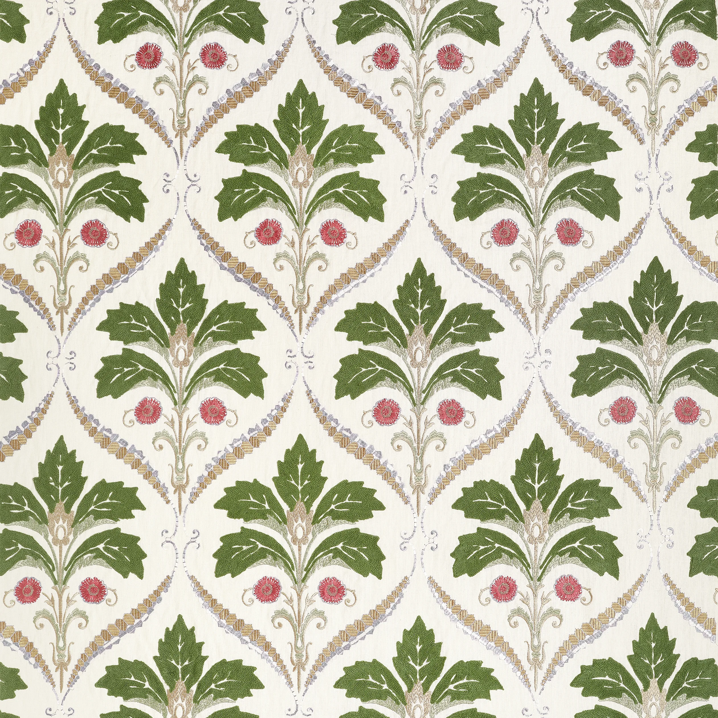 Thibaut Kendall Damask Embroidery in Olive (W710508)