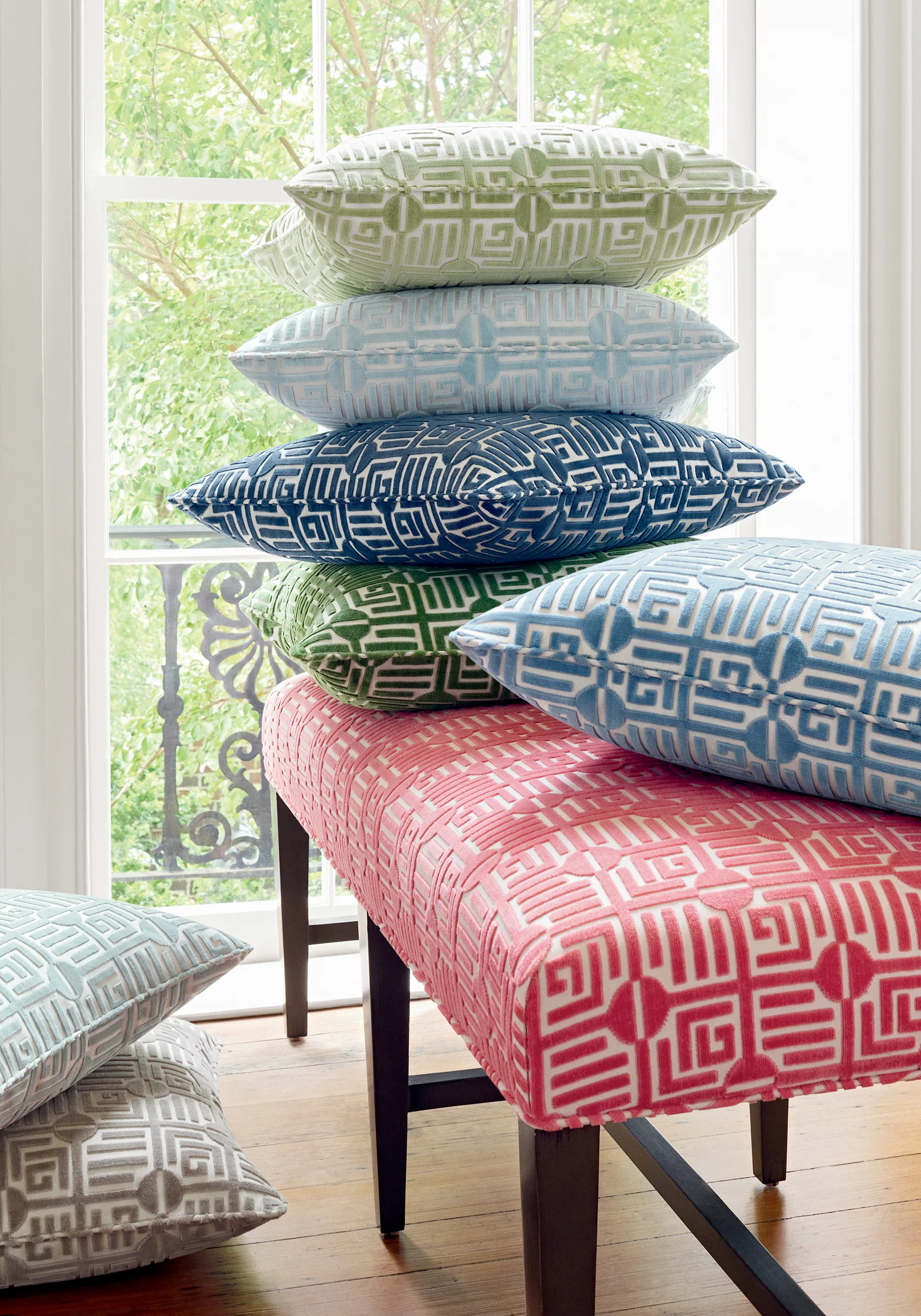 Thibaut Labyrinth Velvet in Mist (W713646)