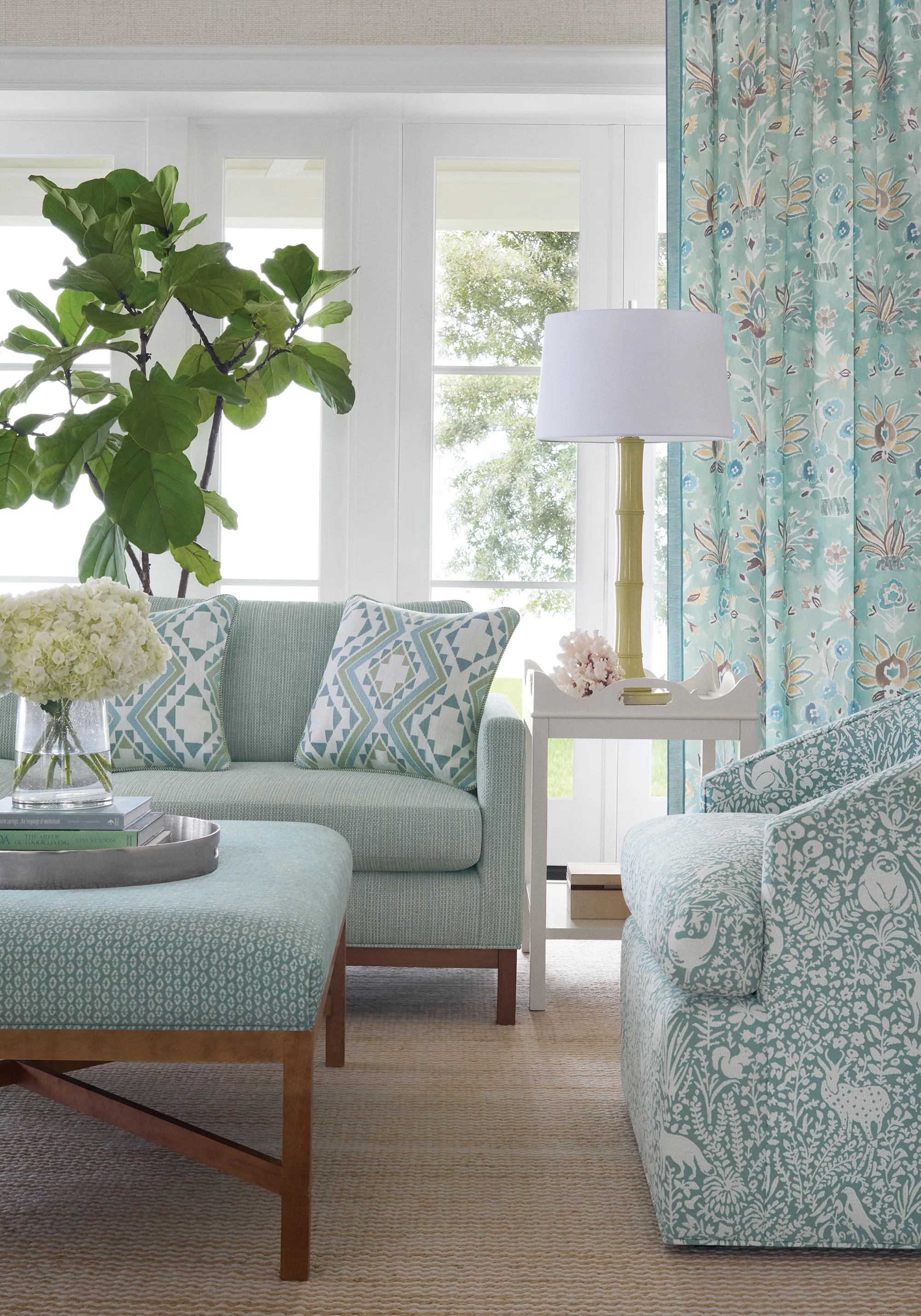 Thibaut Lilia Print in Mineral (F711117)