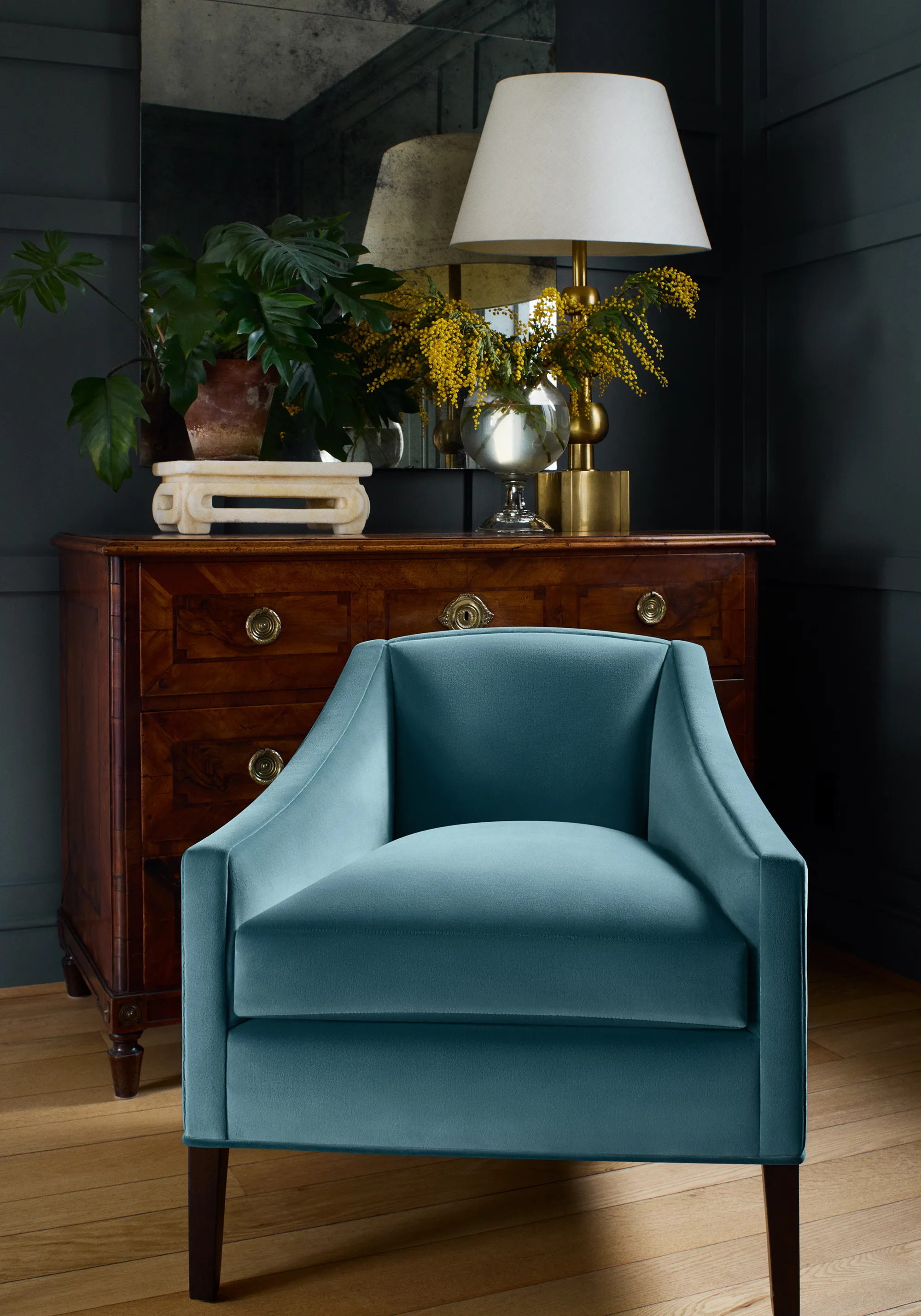 Thibaut Lyra Velvet in Peacock (W8919)