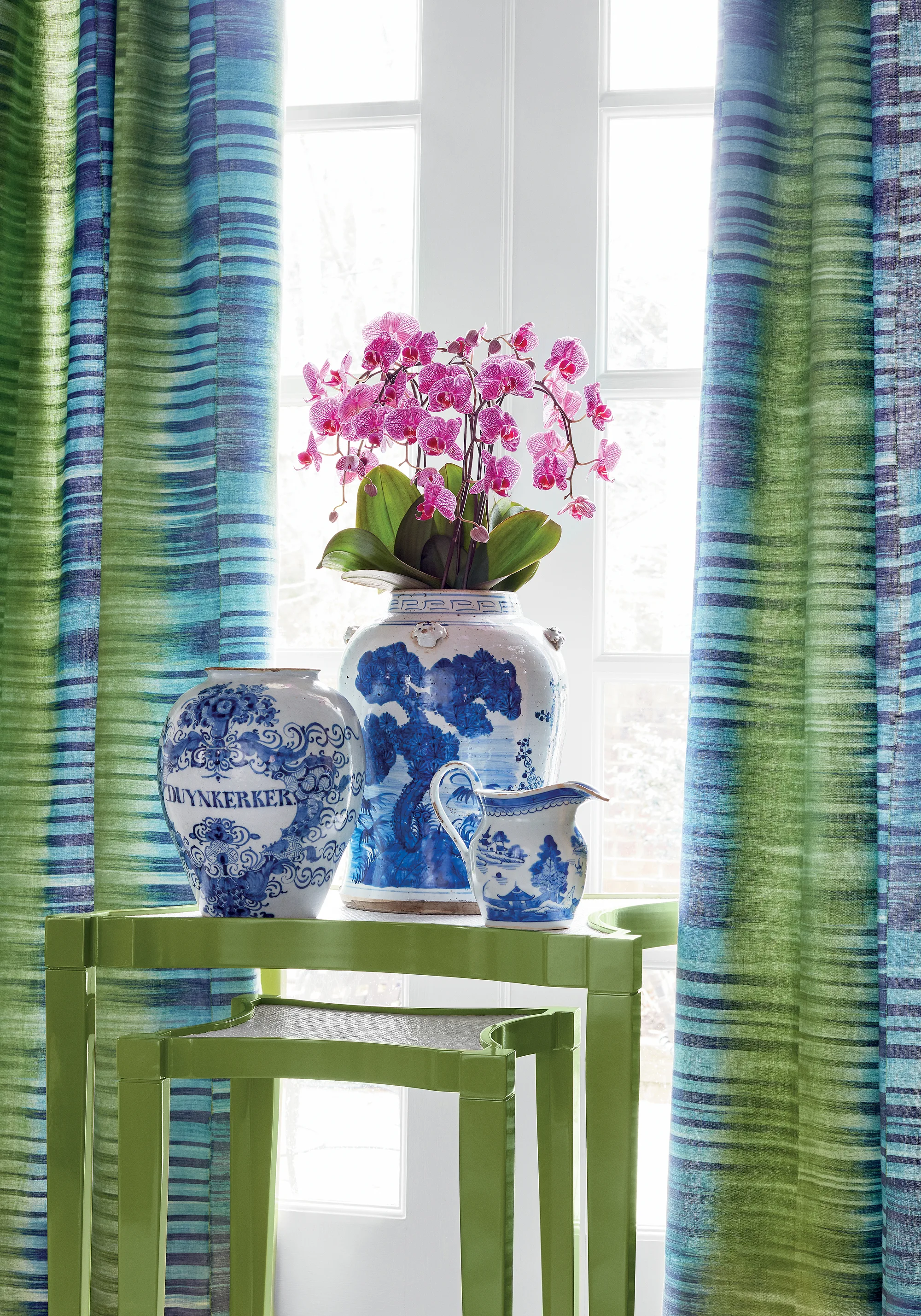 Thibaut Mekong Stripe in Green and Blue (F910091)