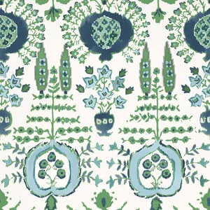 Thibaut Mendoza Suzani in Blue and Green on White (F916240)