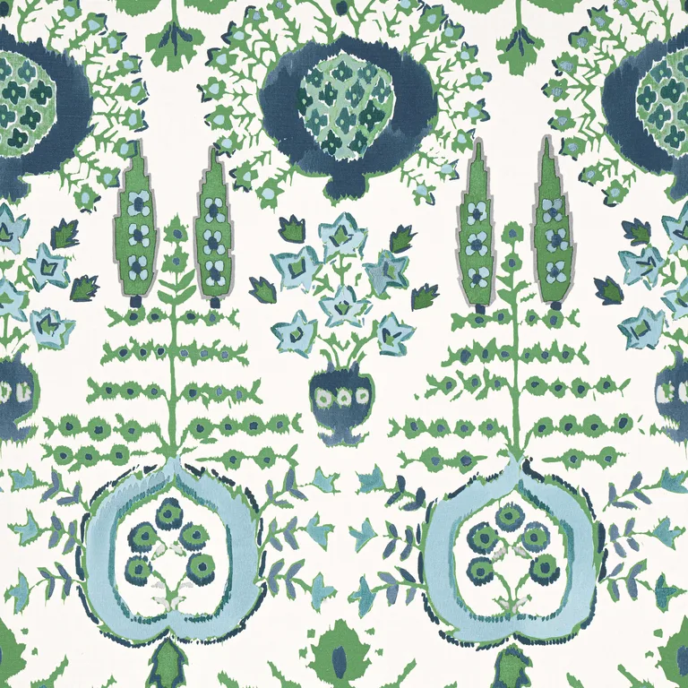 Thibaut Mendoza Suzani in Blue and Green on White (F916240)