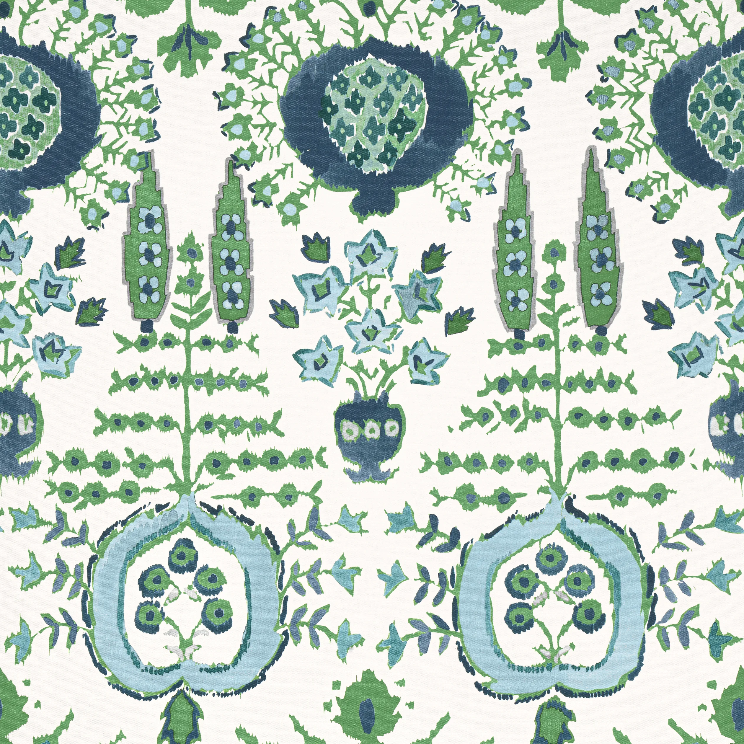 F916240 | Mendoza Suzani – Blue and Green on White