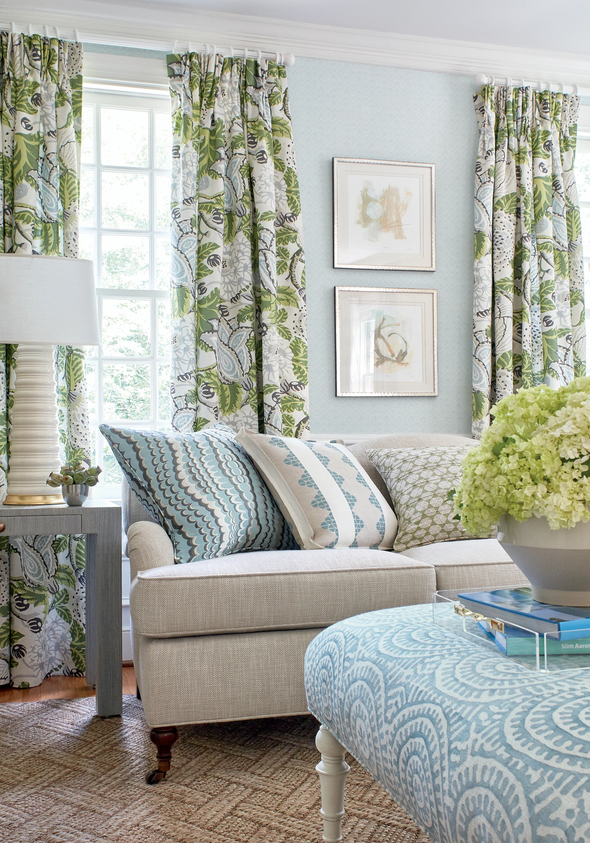 Thibaut Mitford in Green and White (F92949)