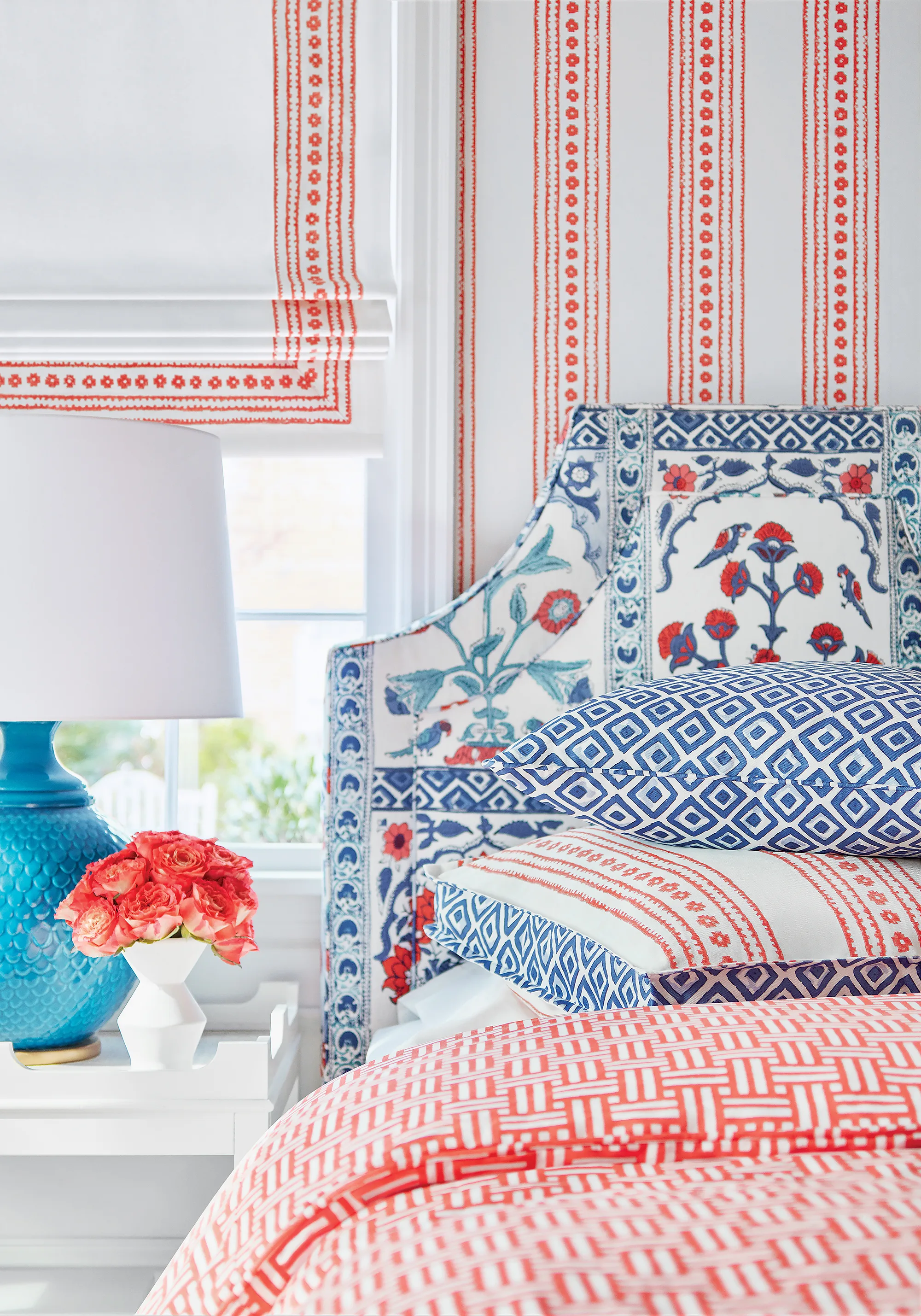 Thibaut New Haven Stripe in Coral (F910606)