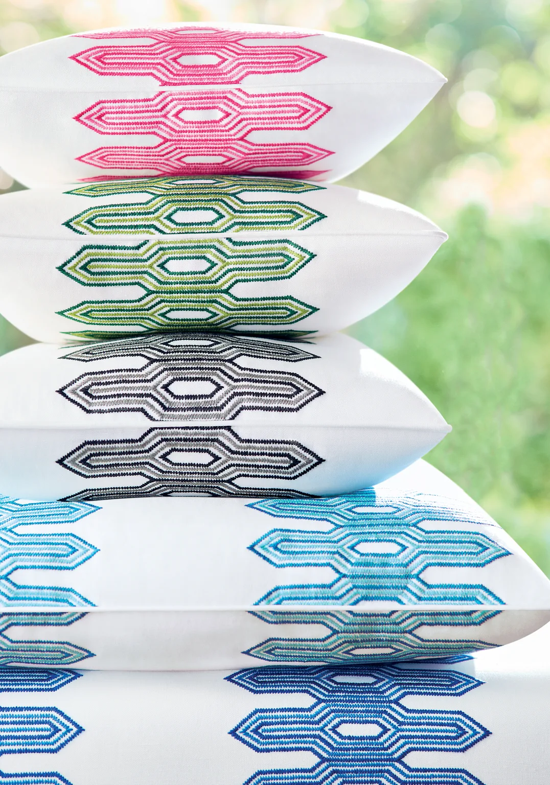 Thibaut Nola Stripe Embroidery in Aqua (W720811)