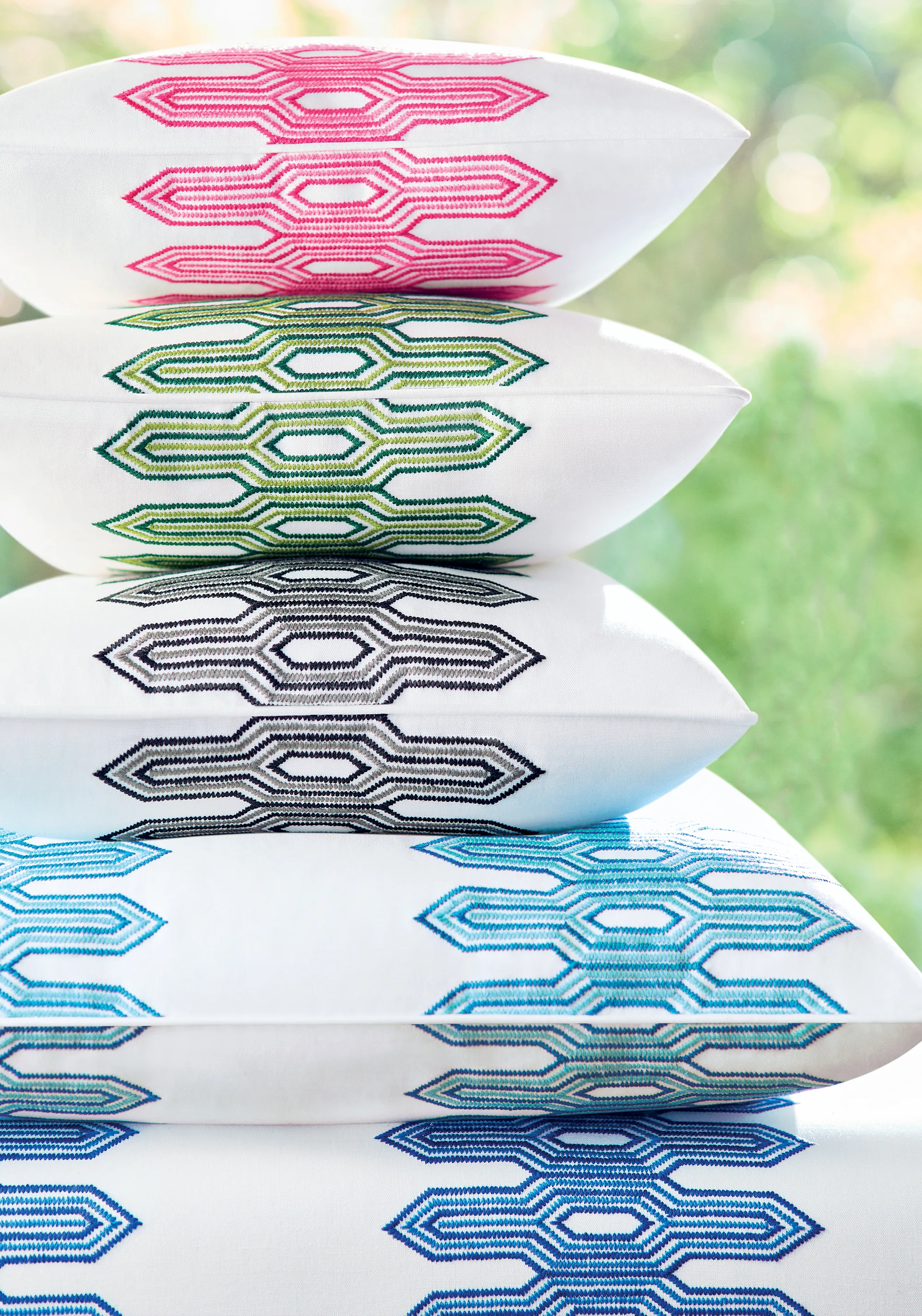 Thibaut Nola Stripe Embroidery in Aqua (W720811)