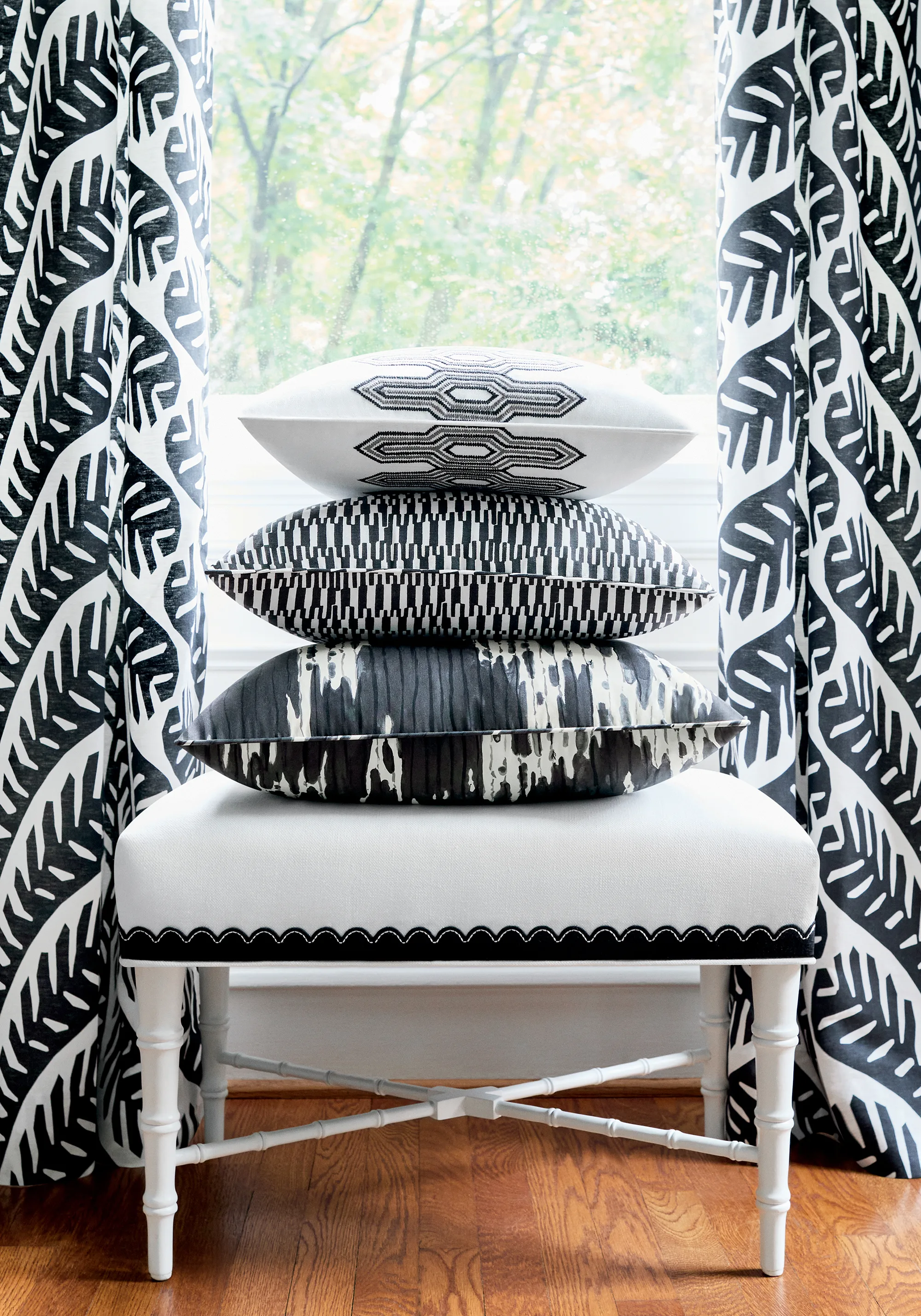 Thibaut Nola Stripe Embroidery in Black (W720809)