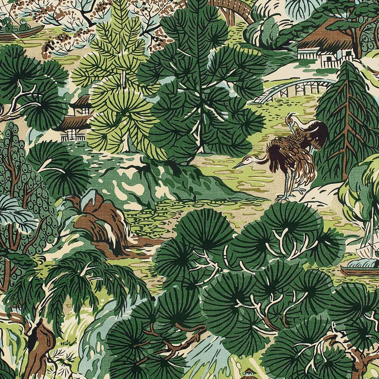 Thibaut Pagoda Trees in Brown and Green (F942025)