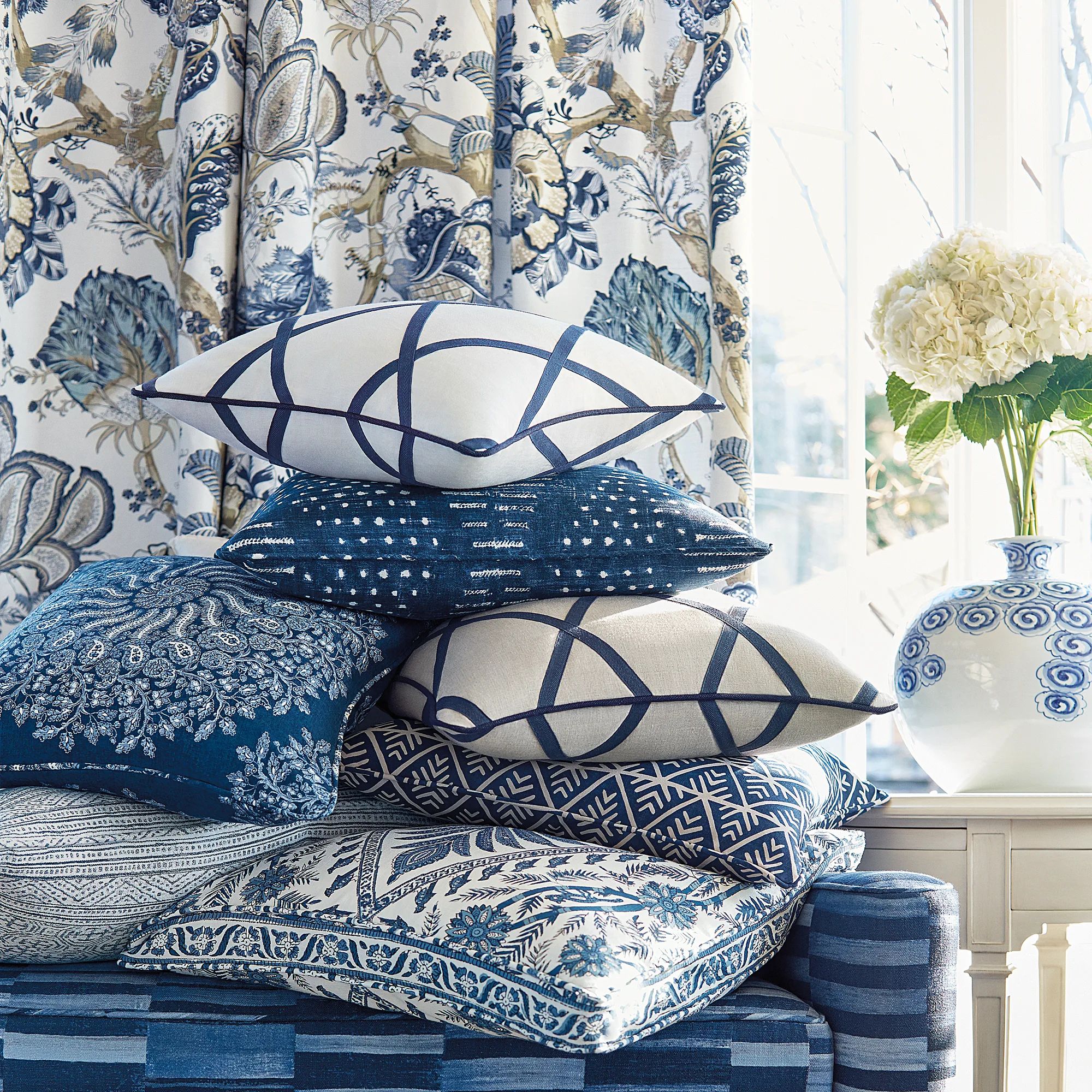 Anna French Palampore in Blue and White (AF78725)
