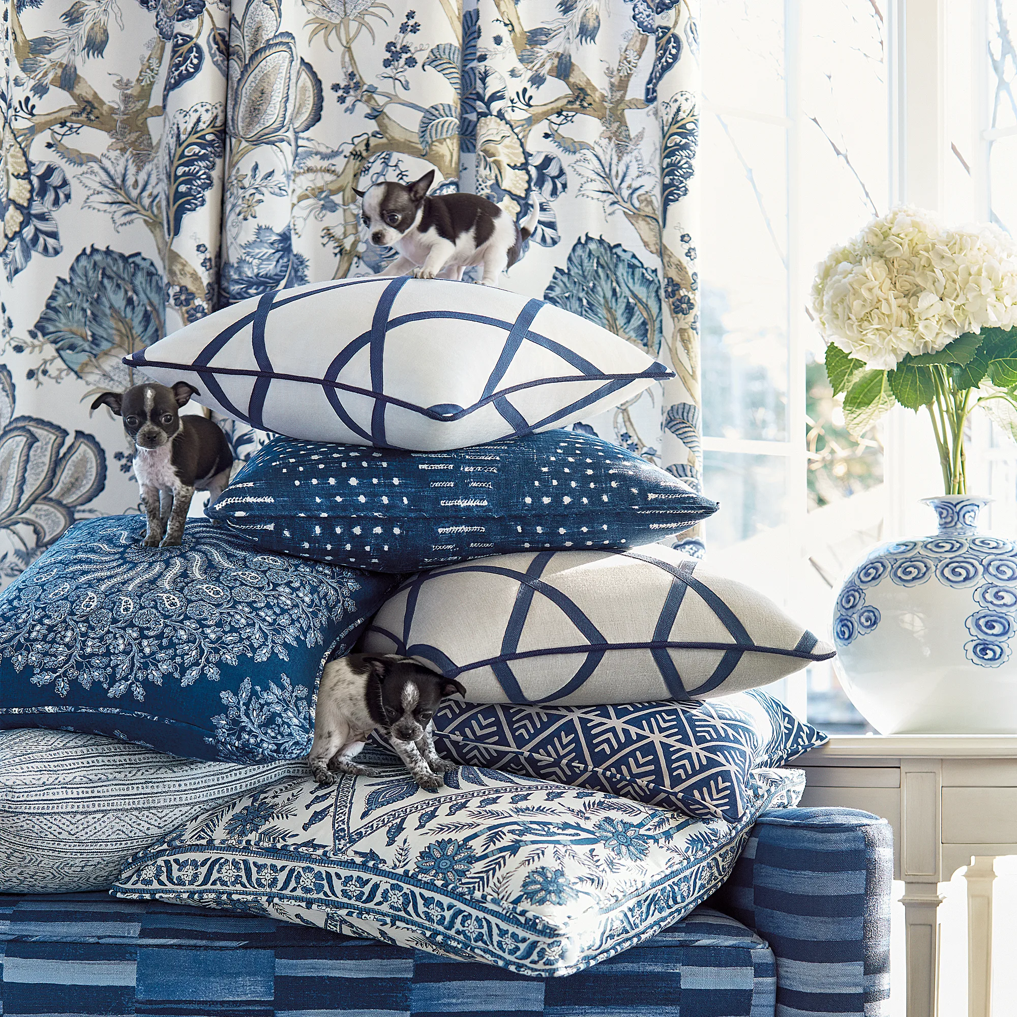 Anna French Palampore in Blue and White (AF78725)