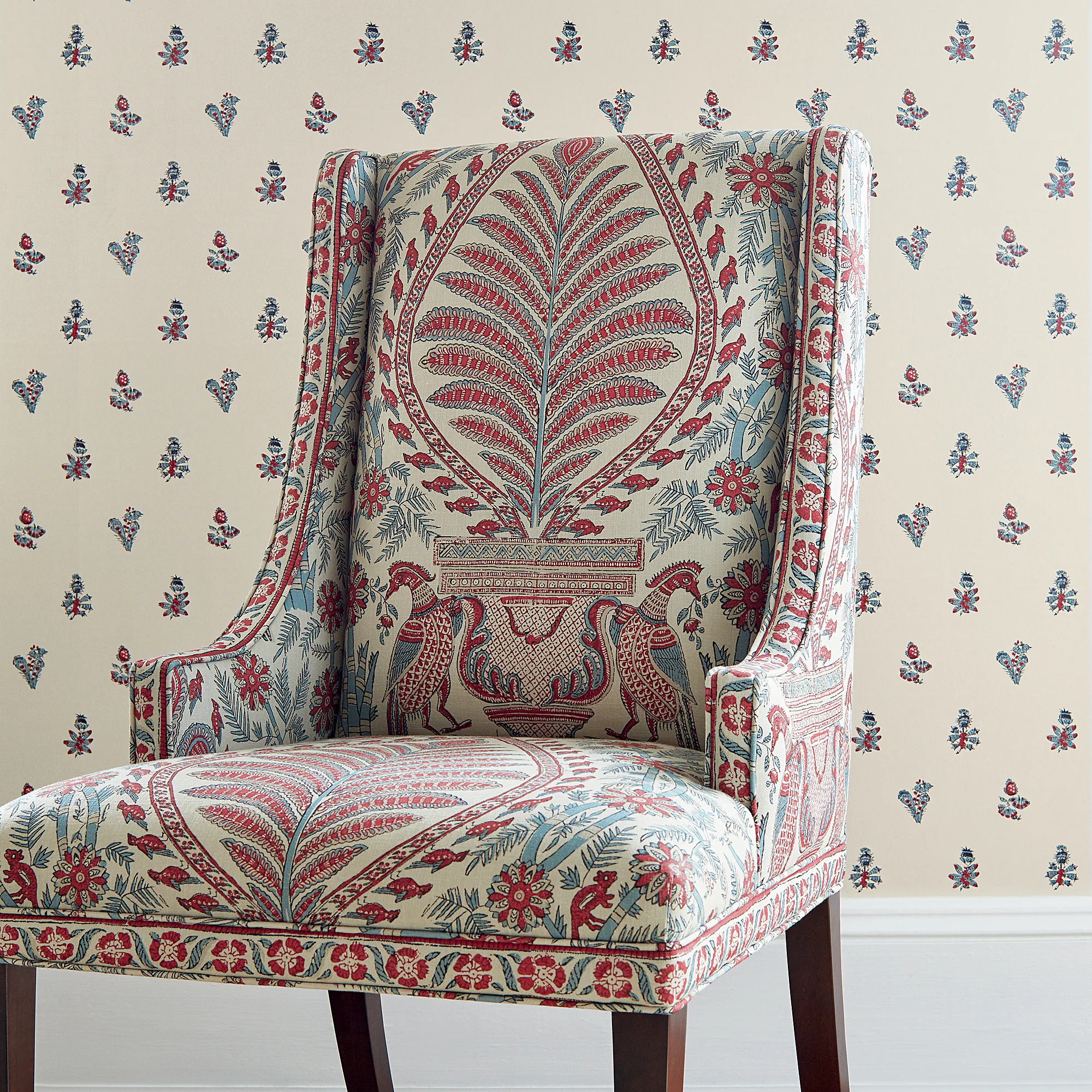 Anna French Palampore in Red and Blue (AF78726)