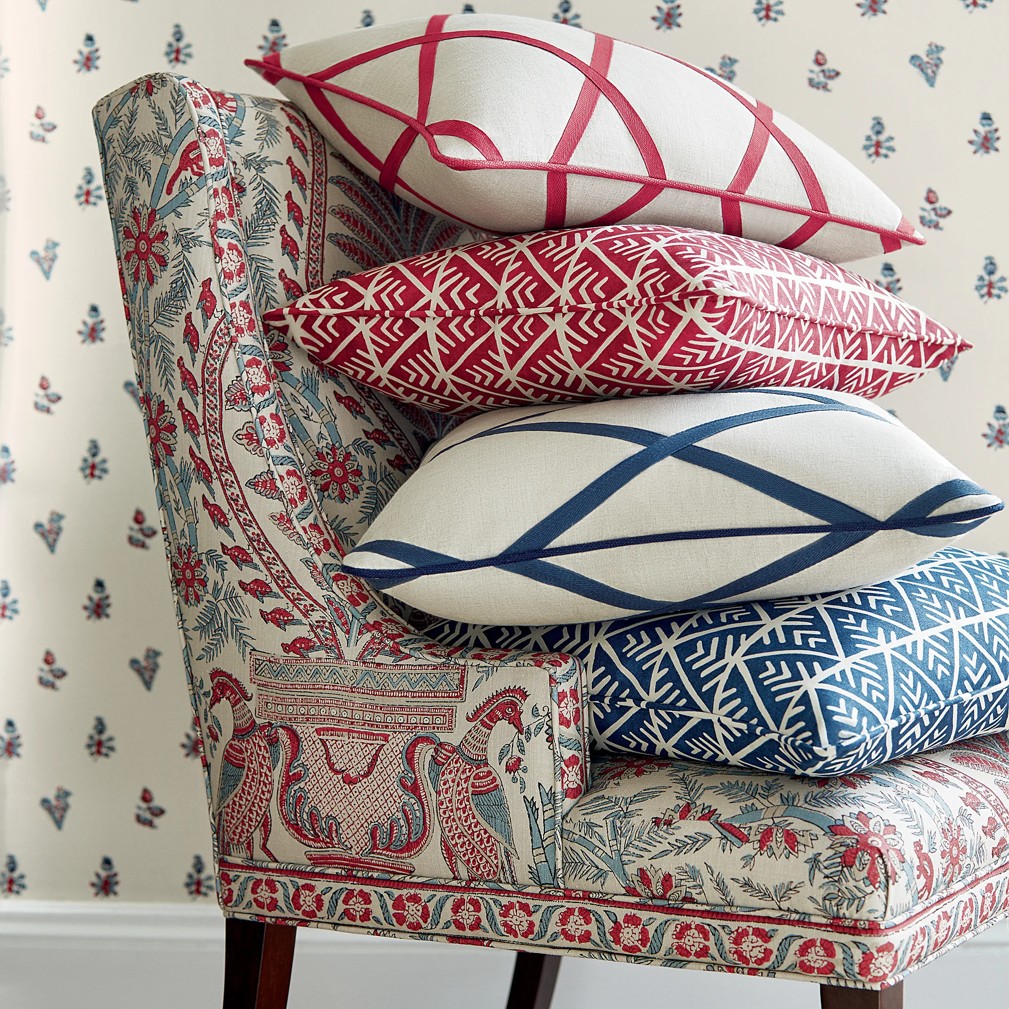 Anna French Palampore in Red and Blue (AF78726)