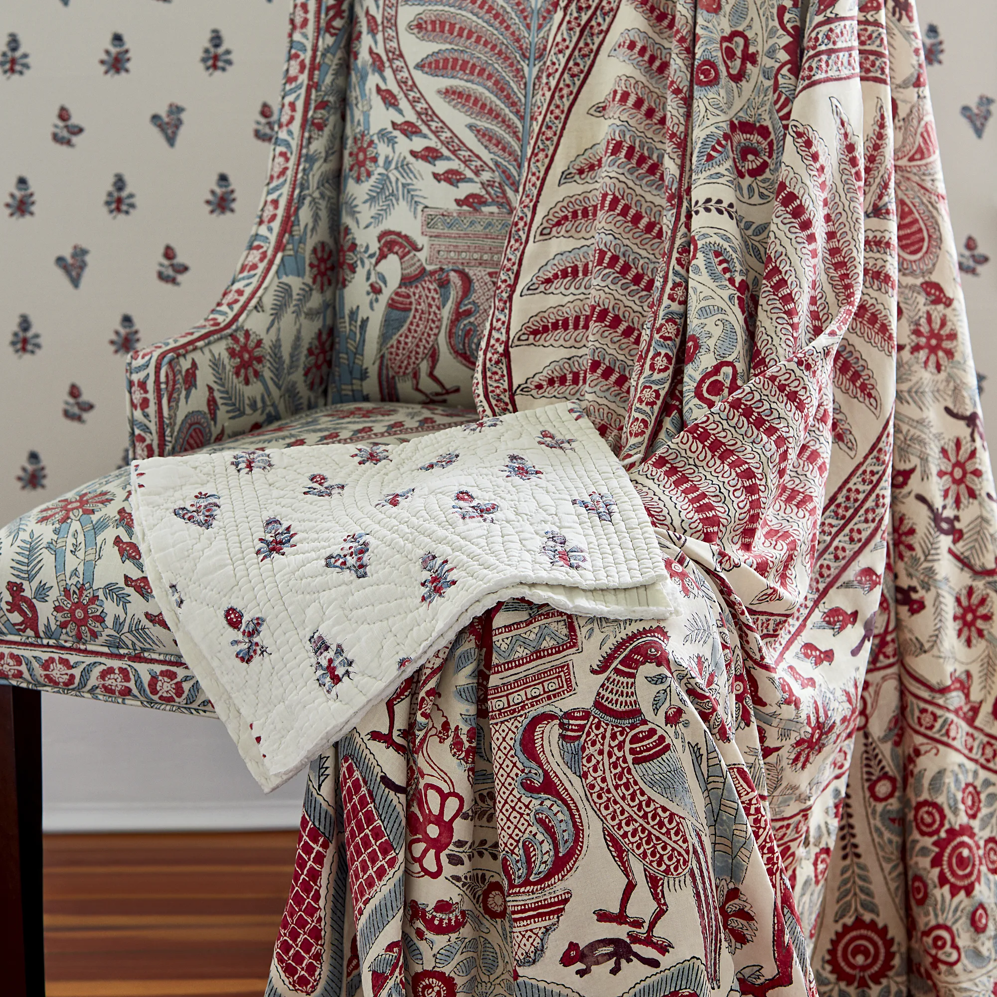 Anna French Palampore in Red and Blue (AF78726)