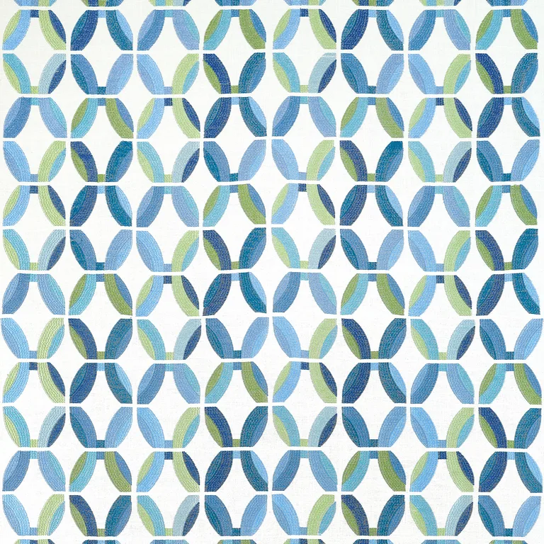 Thibaut Passageway Embroidery in Blue and Green (W745000)