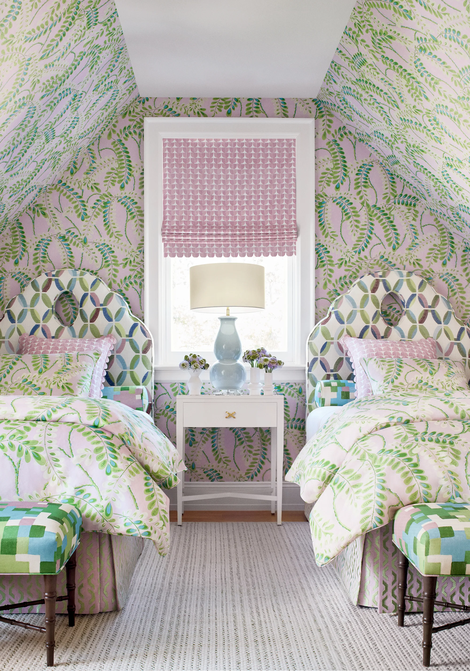 Thibaut Passageway Embroidery in Lavender and Green (W745001)