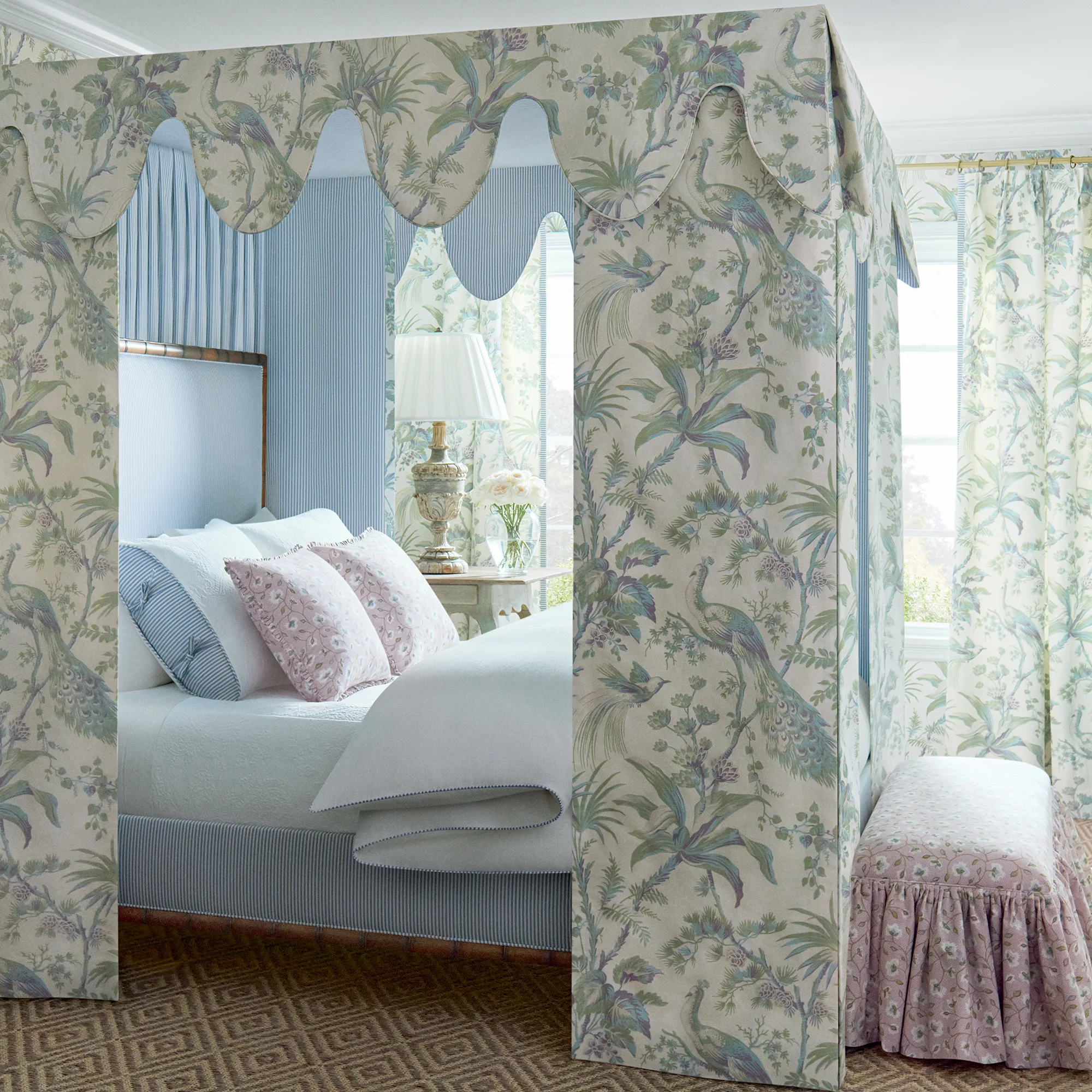 Anna French Peacock Toile in Green and Plum (AF57829)