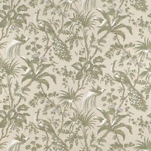 Anna French Peacock Toile in Green on Natural (AF57832)