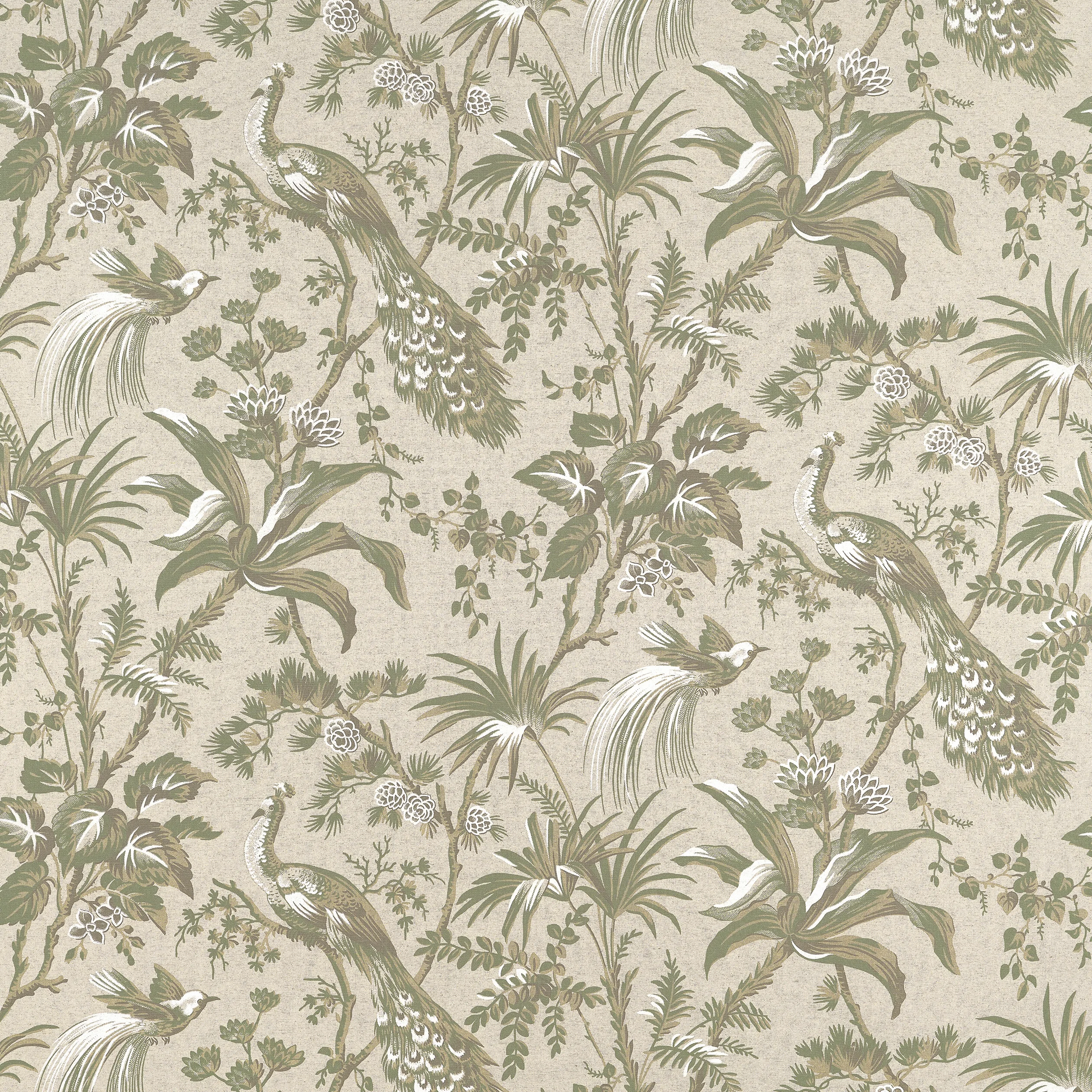 AF57832 | Peacock Toile – Green on Natural