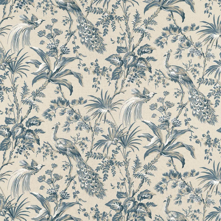 Anna French Peacock Toile in Slate and Black (AF57833)