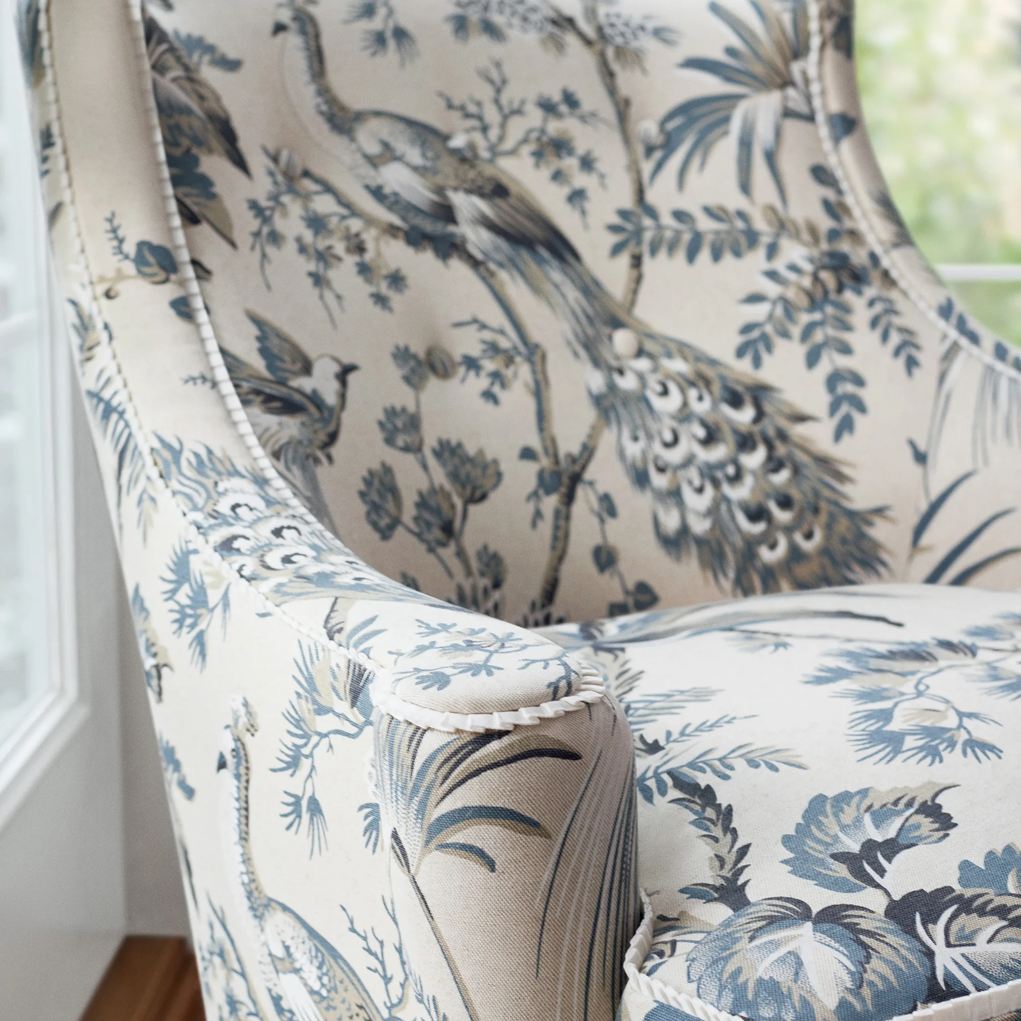 Anna French Peacock Toile in Slate and Black (AF57833)