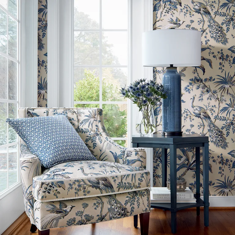 Anna French Peacock Toile in Slate and Black (AF57833)