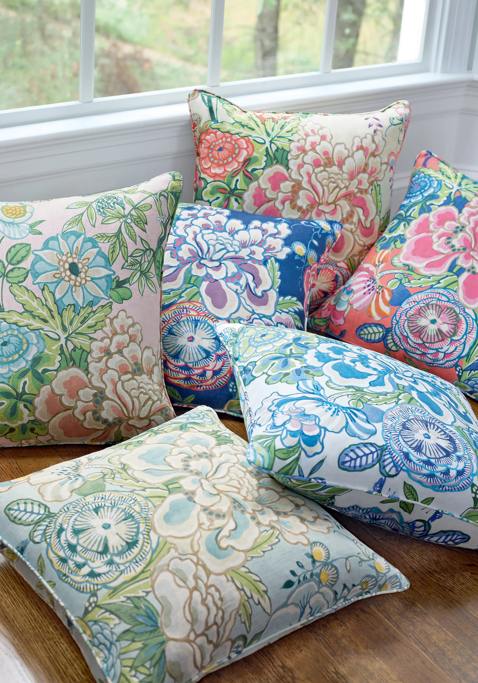 Thibaut Peony Garden in Blue and Green (F942021)
