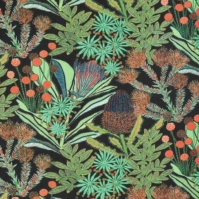 Thibaut Protea Print in Black (F81762)