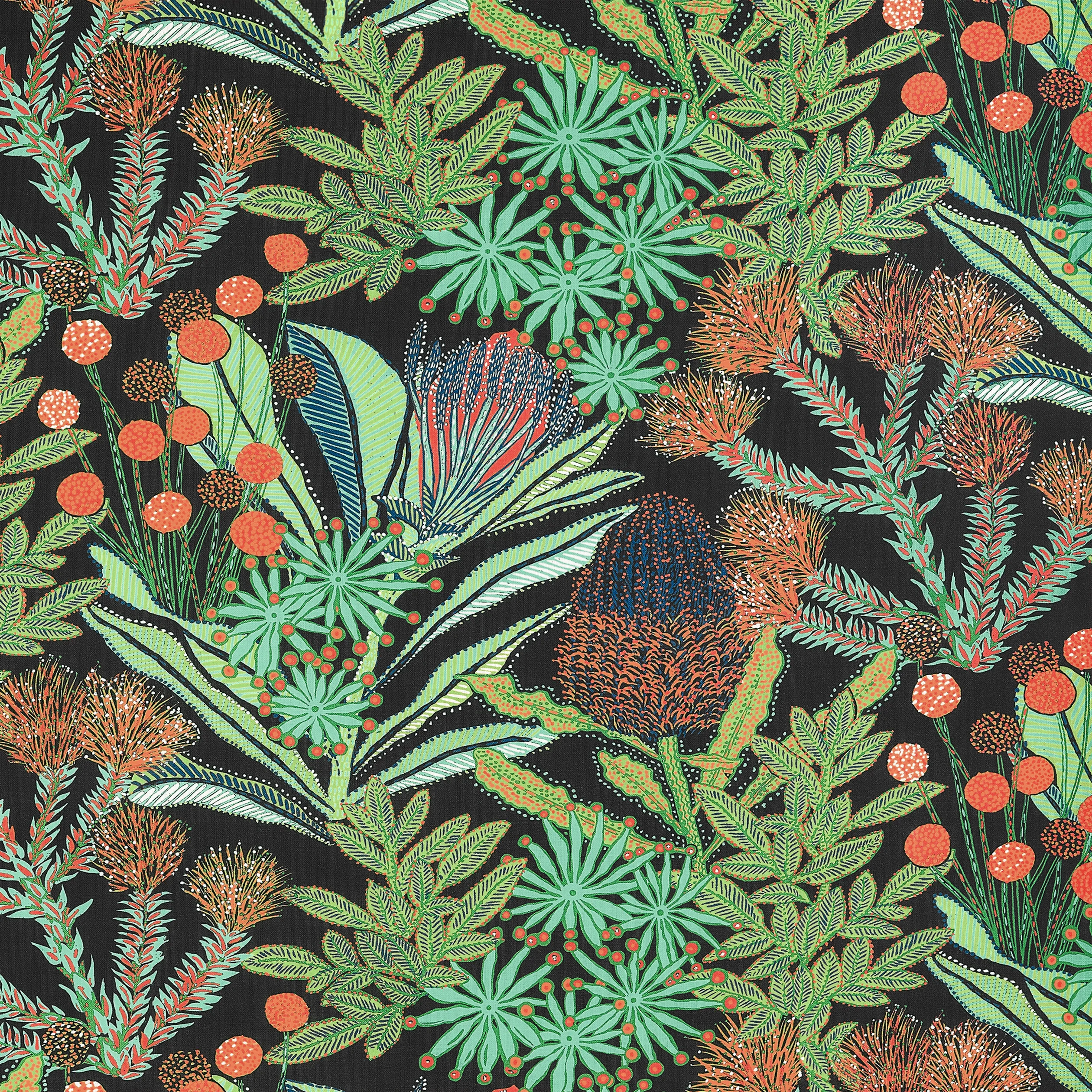 Thibaut Protea Print in Black (F81762)