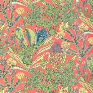 Thibaut Protea Print in Coral (F81763)