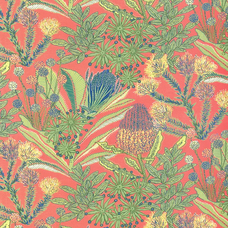 Thibaut Protea Print in Coral (F81763)