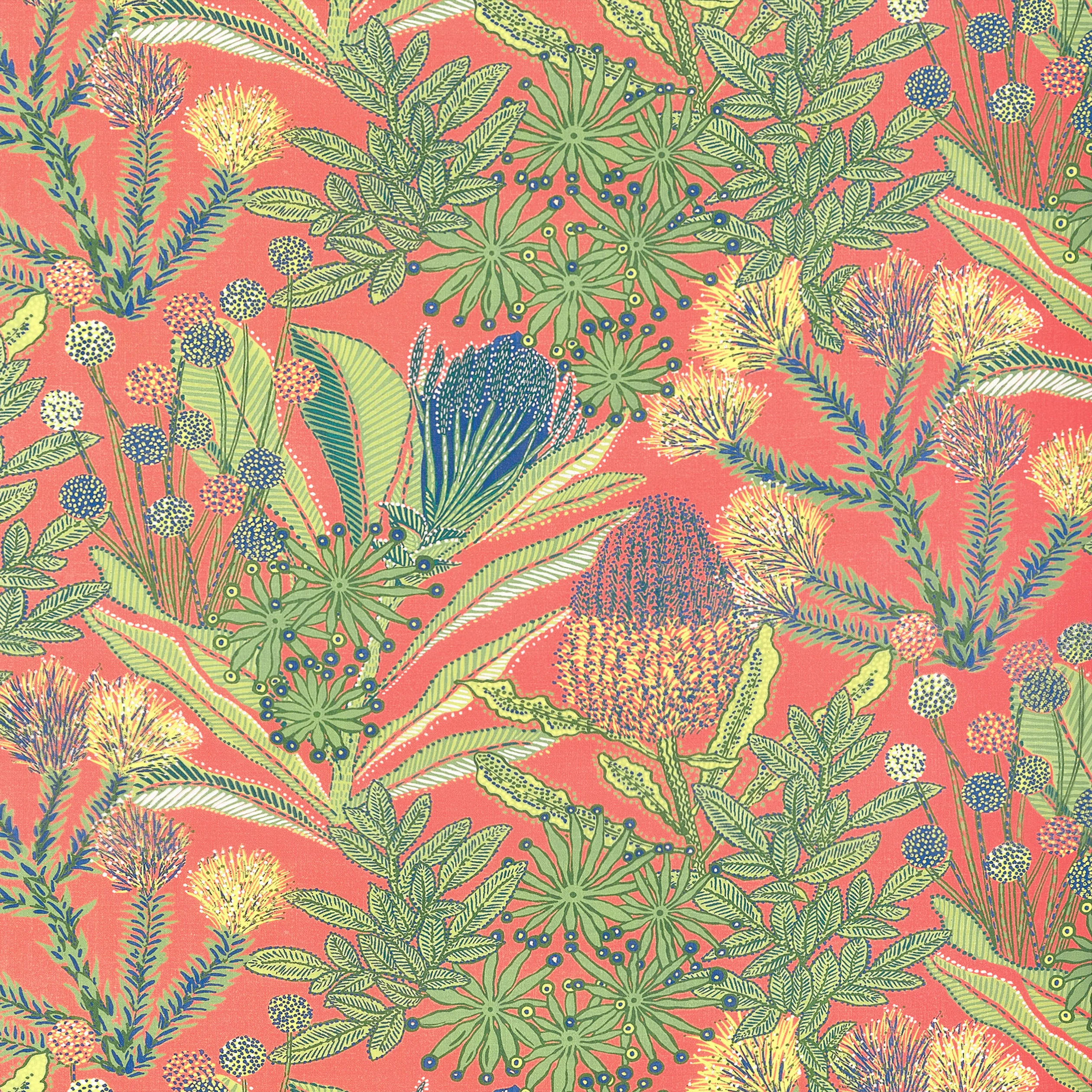 Thibaut Protea Print in Coral (F81763)