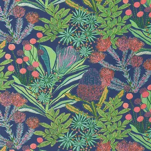 Thibaut Protea Print in Navy (F81764)
