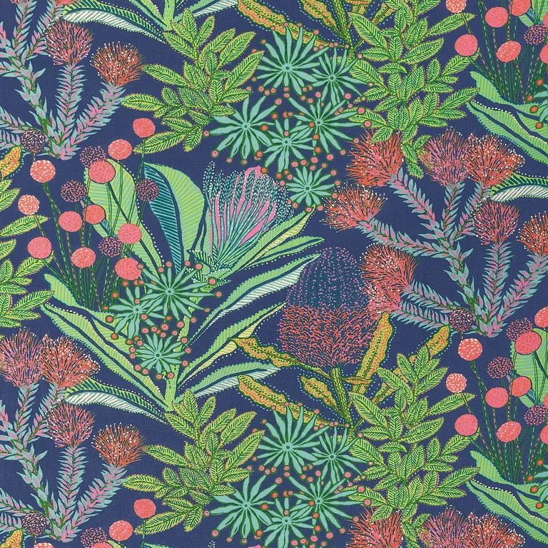 Thibaut Protea Print in Navy (F81764)
