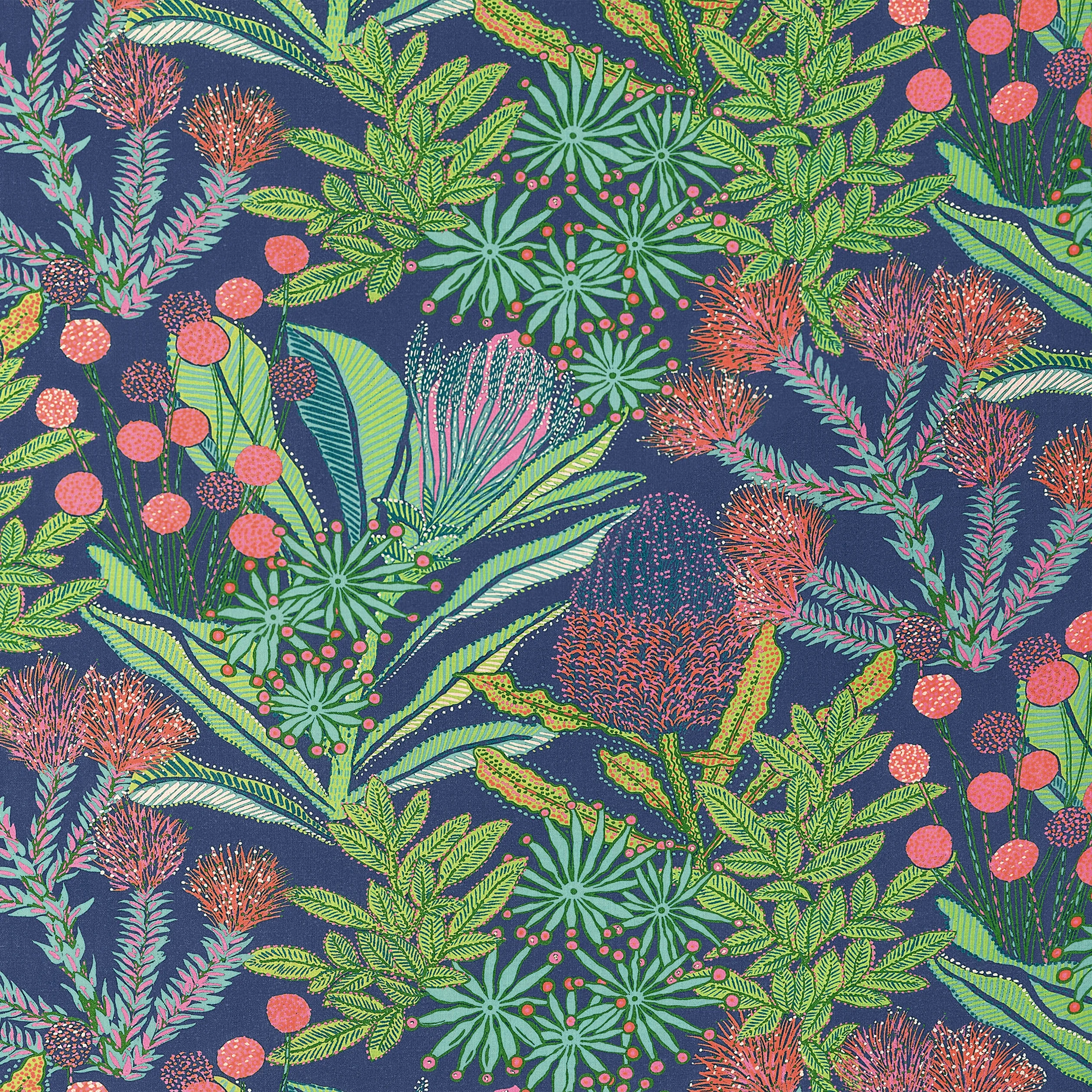 Thibaut Protea Print in Navy (F81764)