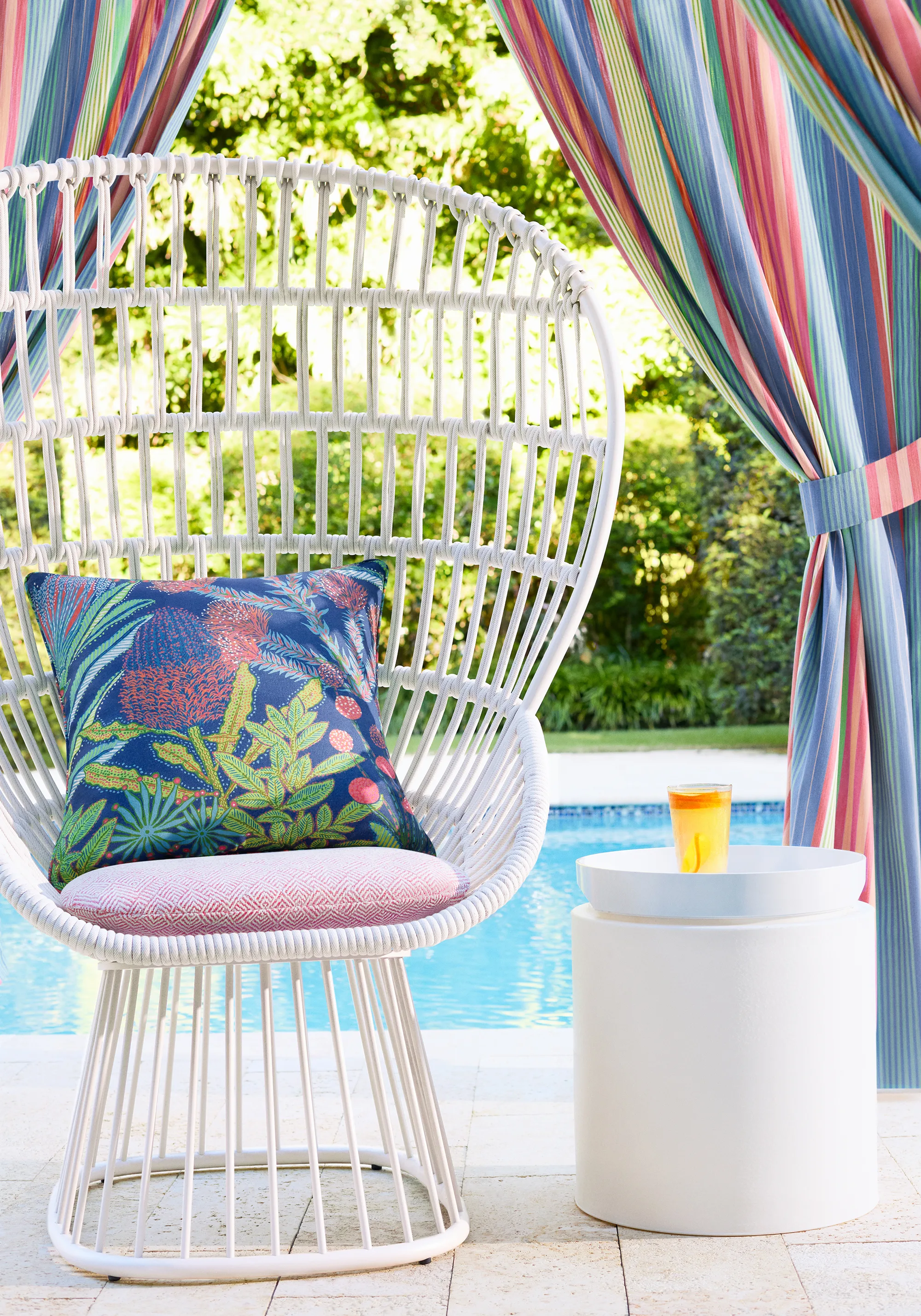 Thibaut Protea Print in Navy (F81764)